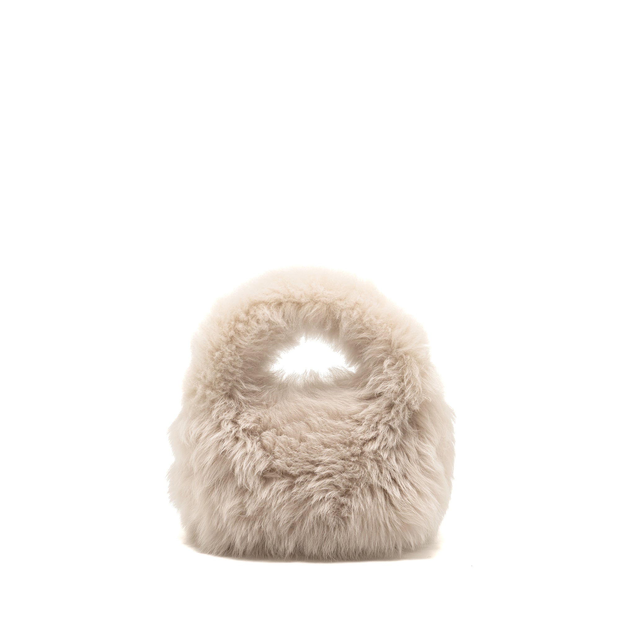 MIU MIU WANDER BAG SHEARLING LIGHT GREY GHW