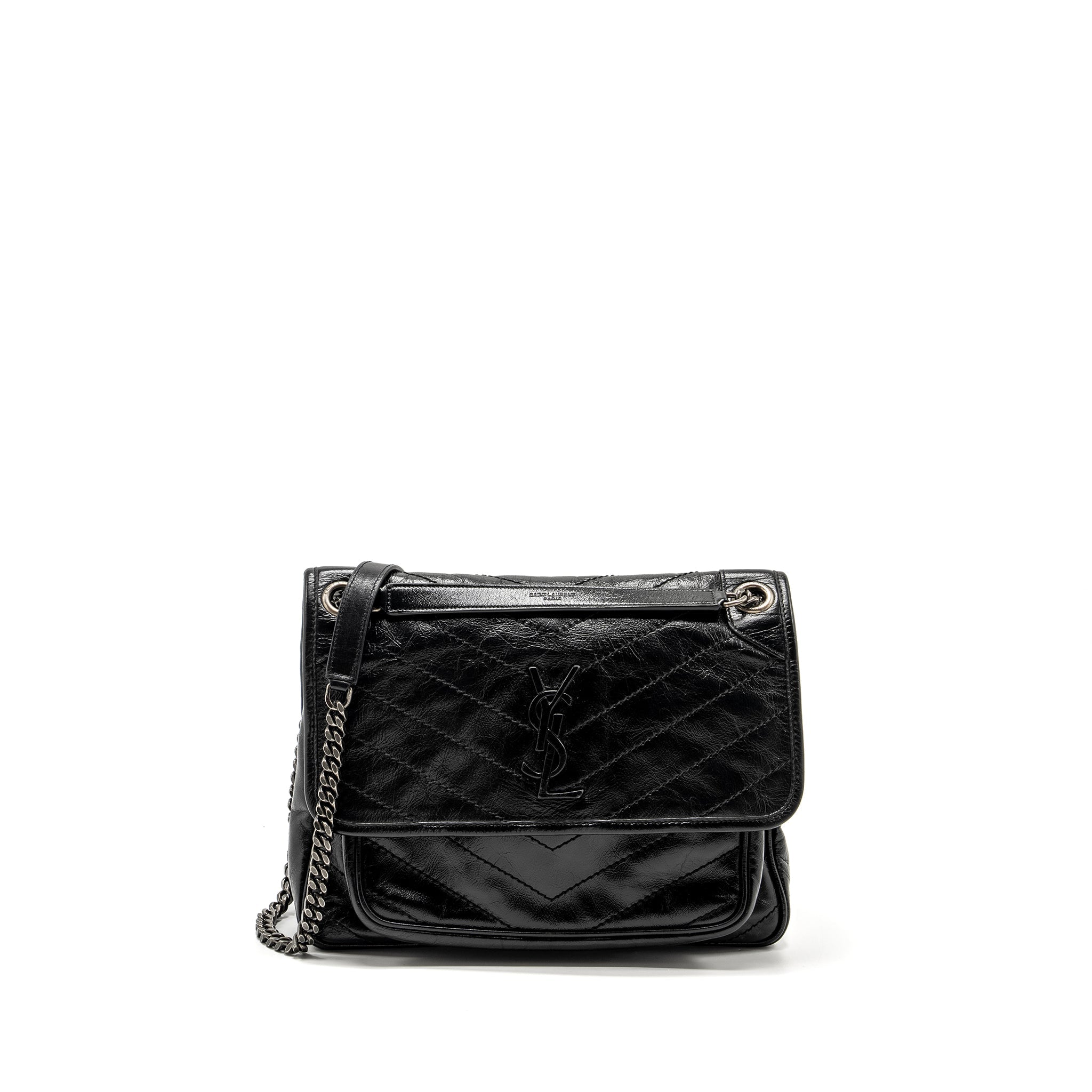 SAINT LAURENT MEDIUM NIKI CALFSKIN BLACK RUTHENIUM HARDWARE