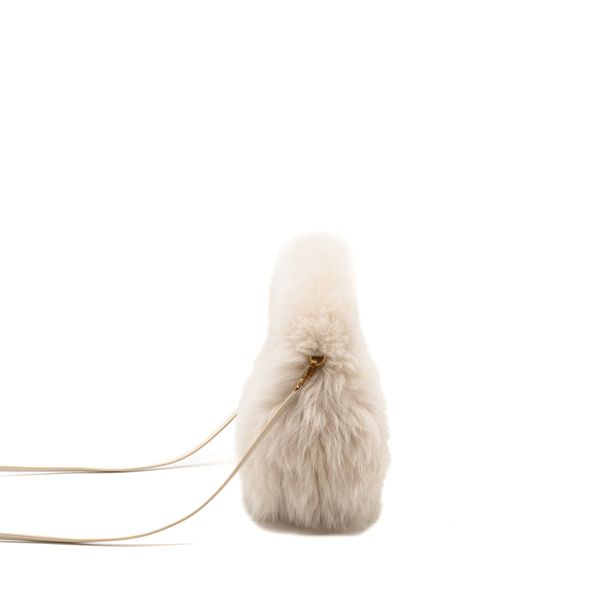 MIU MIU WANDER BAG SHEARLING LIGHT GREY GHW