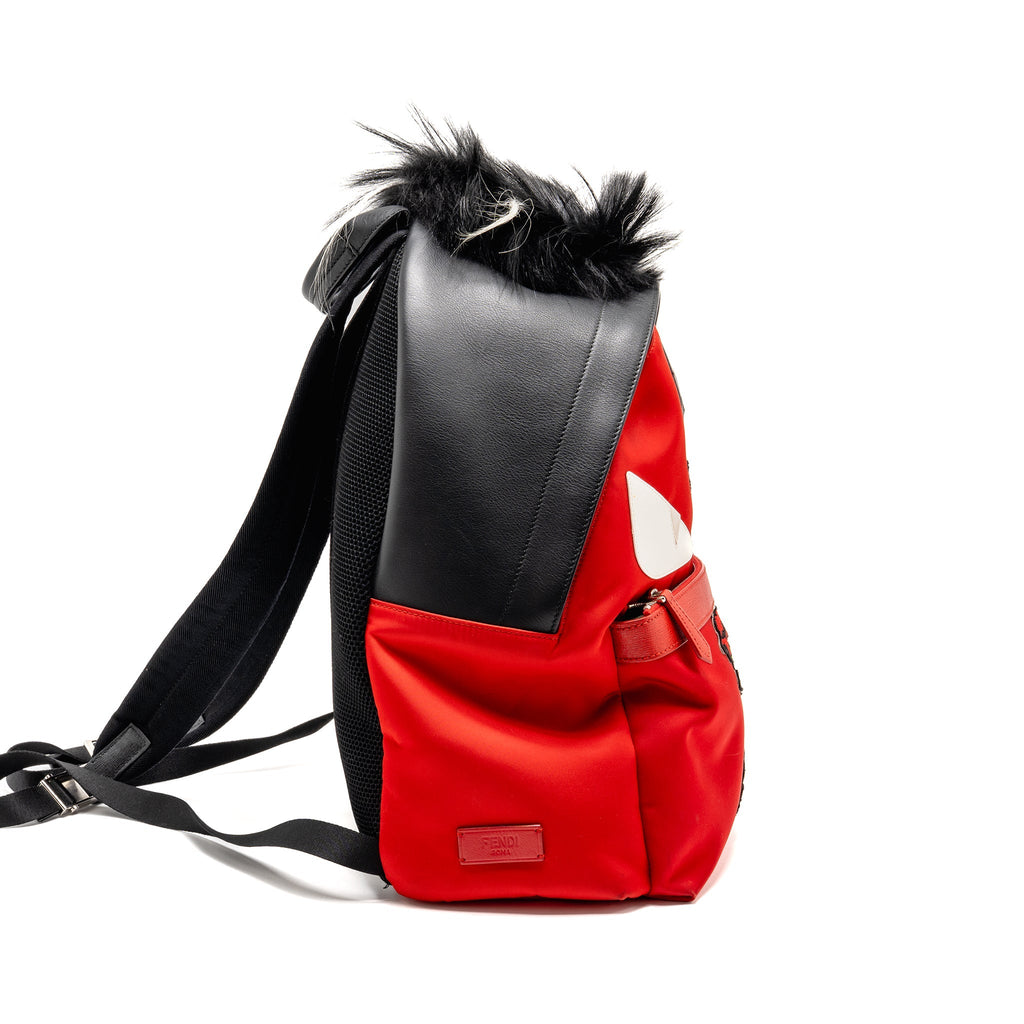 FENDI MONSTER BACKPACK NYLON/LEATHER RED/MULTICOLOUR SHW