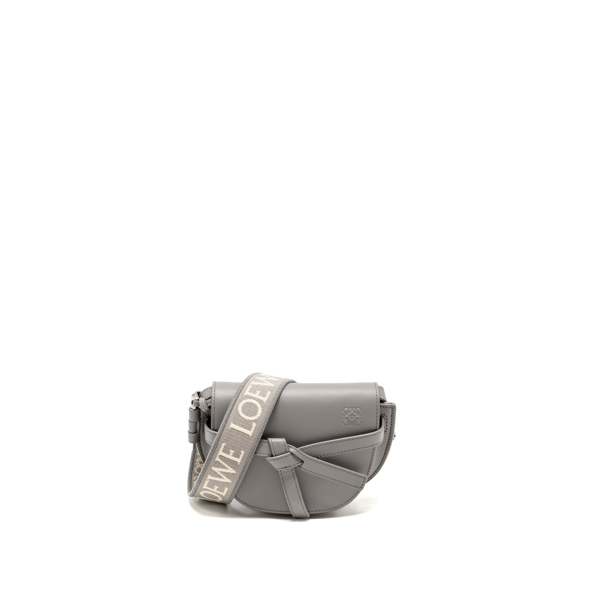 LOEWE MINI GATE DUAL BAG SOFT CALFSKIN JACQUARD GREY SHW
