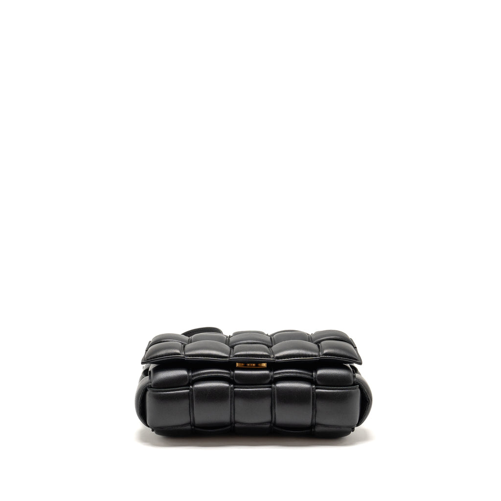 BOTTEGA VENETA PADDED CASSETTE LAMBSKIN BLACK GHW