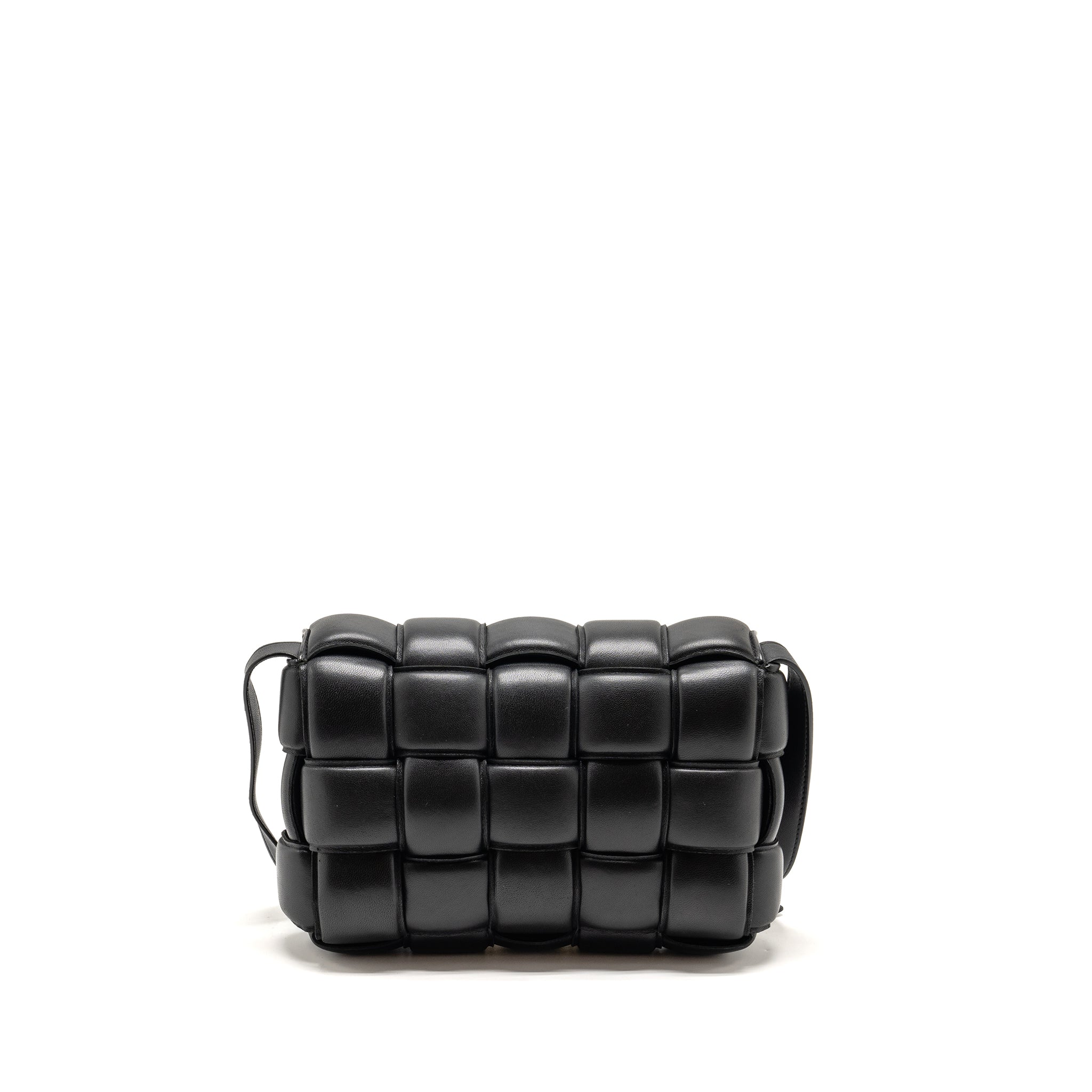 BOTTEGA VENETA PADDED CASSETTE LAMBSKIN BLACK GHW