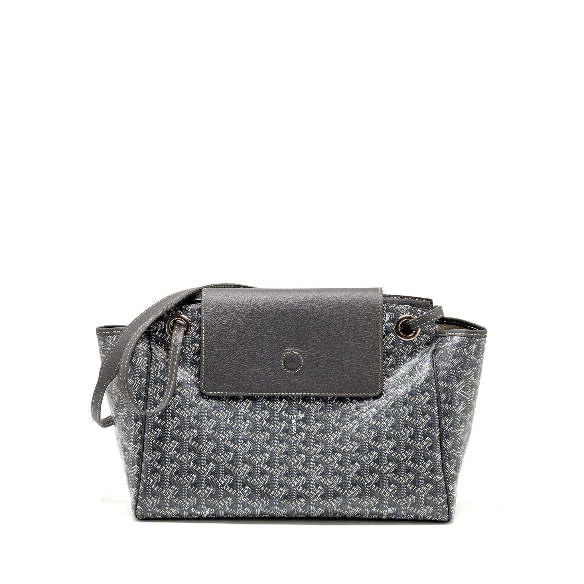 GOYARD ROUETTE SOUPLE PM BAG GOYARDLINE CANVAS / CALFSKIN GREY SHW