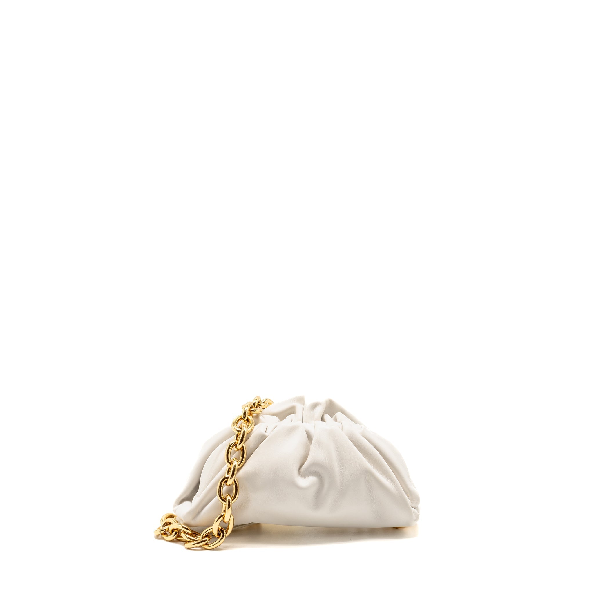 BOTTEGA VENETA THE BELT CHAIN POUCH BAG CALFSKIN WHITE GHW