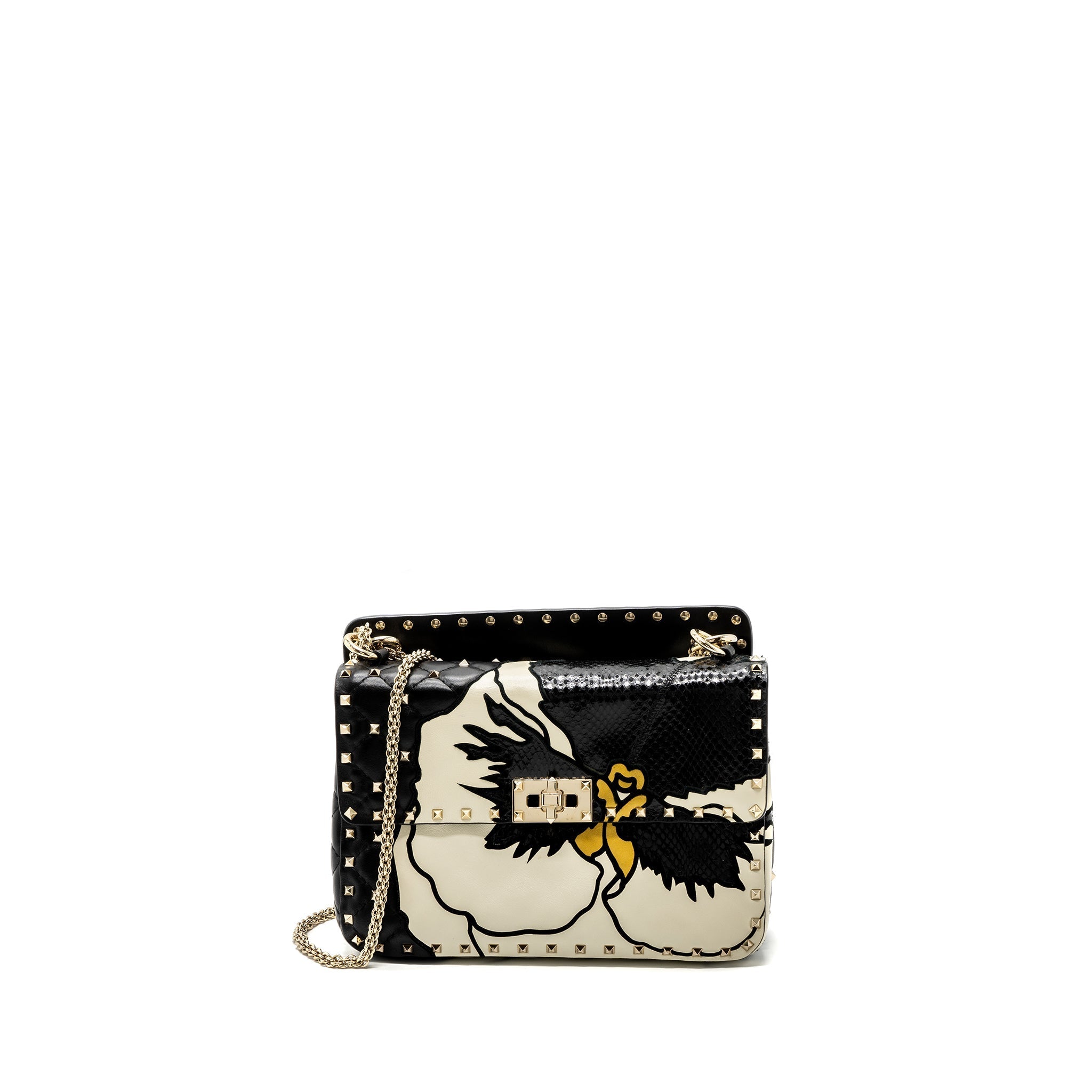 VALENTINO GARAVANI ROCKSTUD SPIKE SHOULDER BAG LEATHER/ PYTHON MULTICOLOUR LGHW