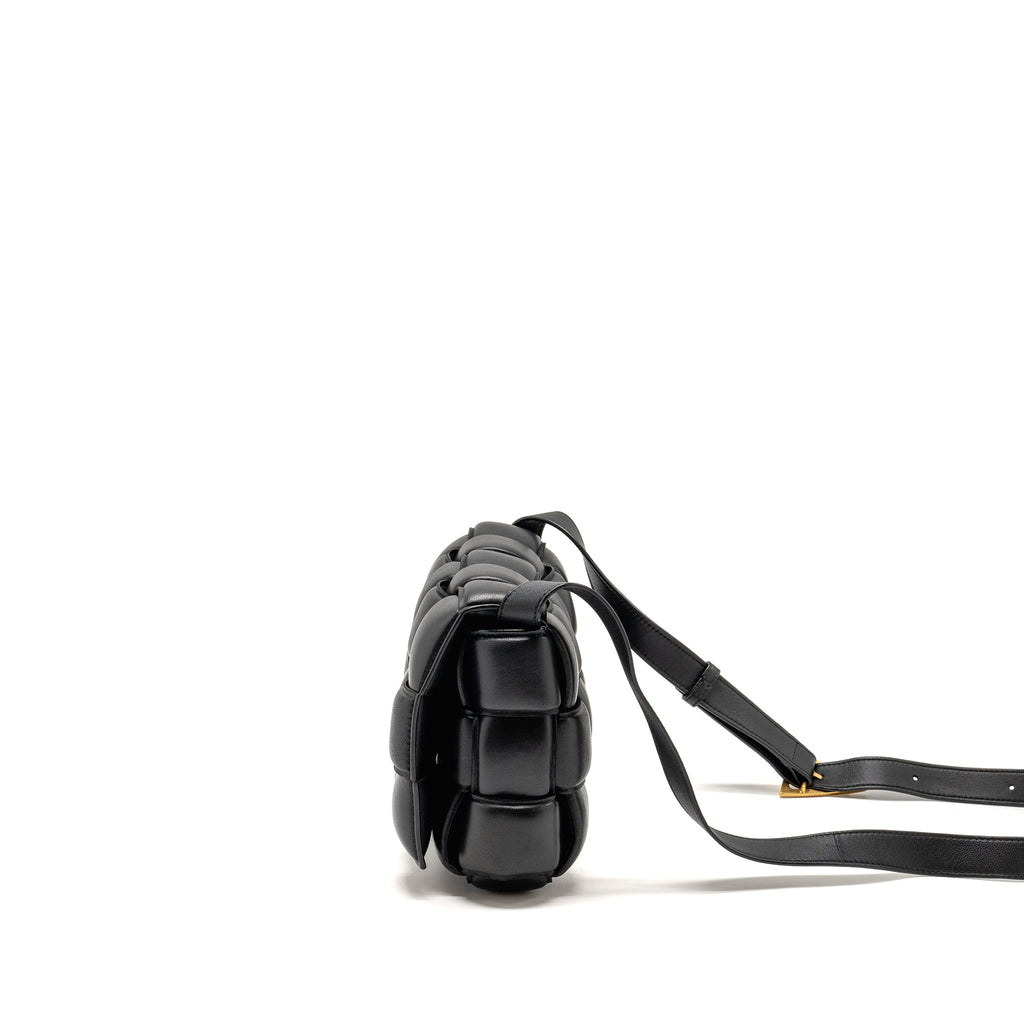 BOTTEGA VENETA PADDED CASSETTE LAMBSKIN BLACK GHW