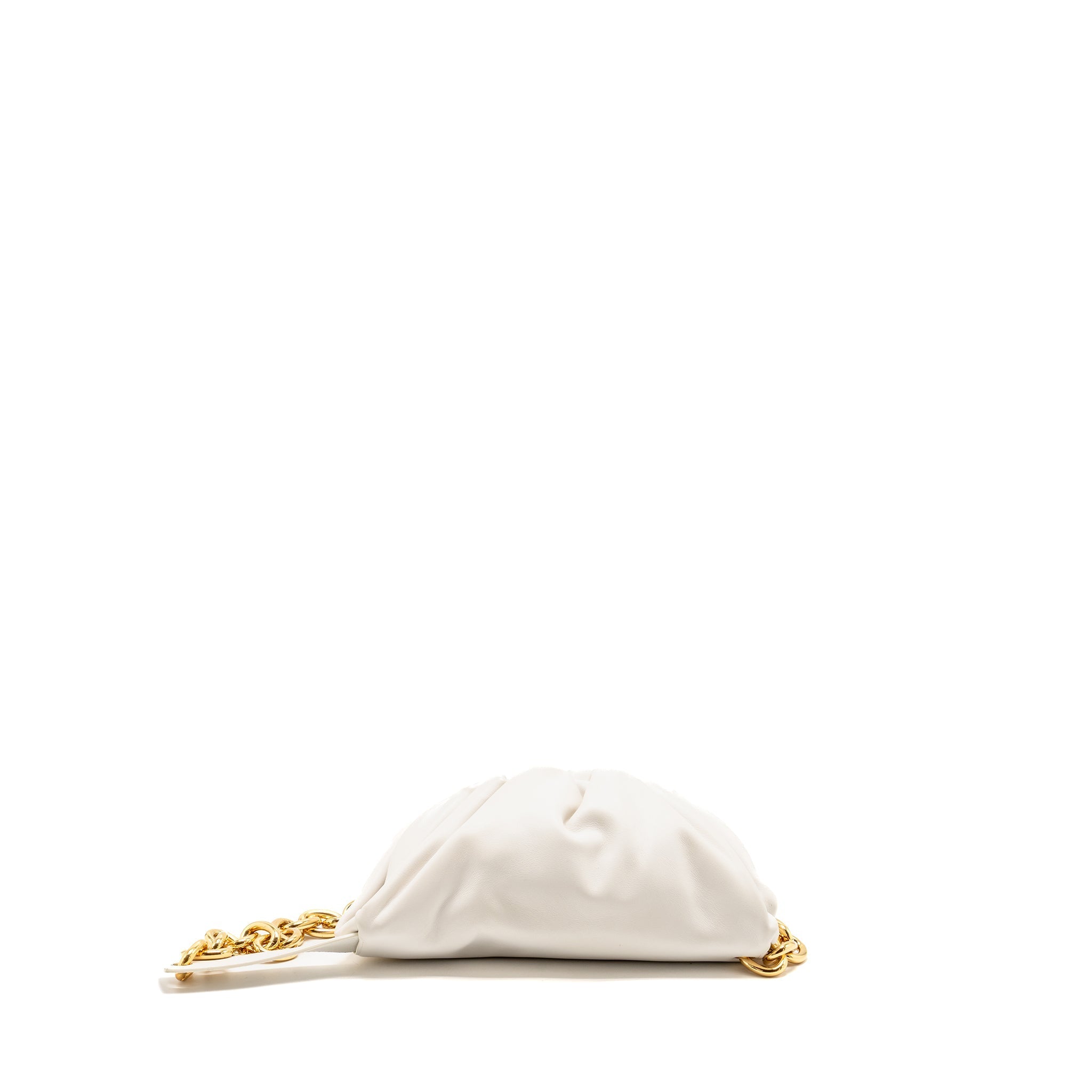 BOTTEGA VENETA THE BELT CHAIN POUCH BAG CALFSKIN WHITE GHW