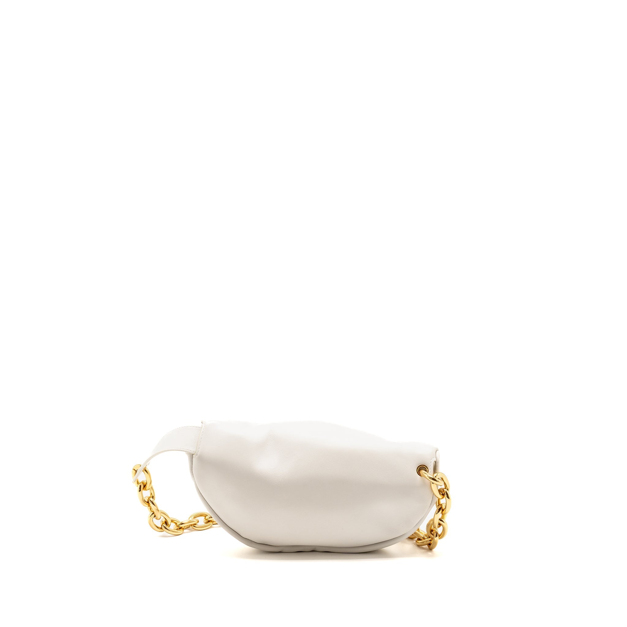 BOTTEGA VENETA THE BELT CHAIN POUCH BAG CALFSKIN WHITE GHW
