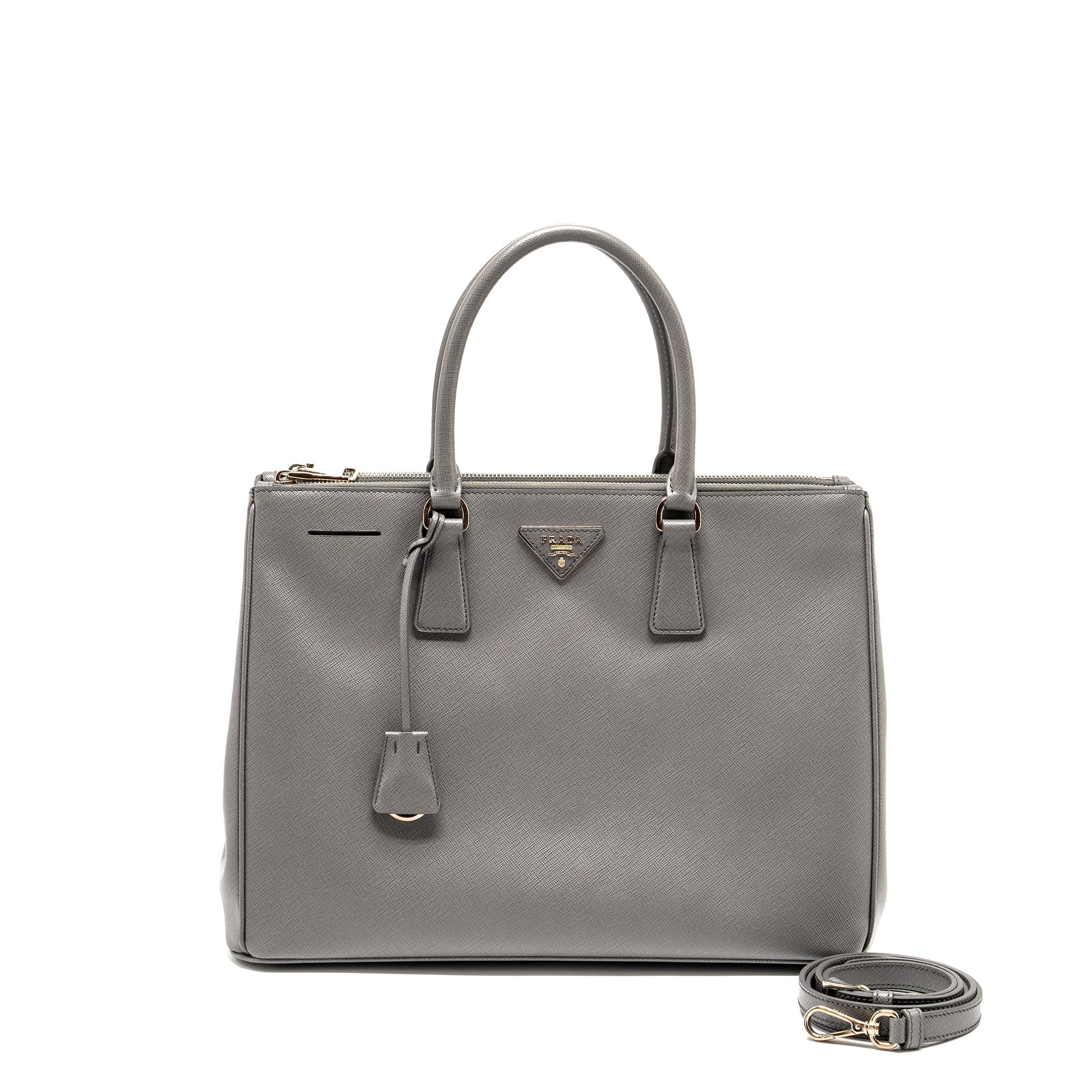 PRADA GALLERIA SAFFIANO TOTE BAG CALFSKIN GREY SHW