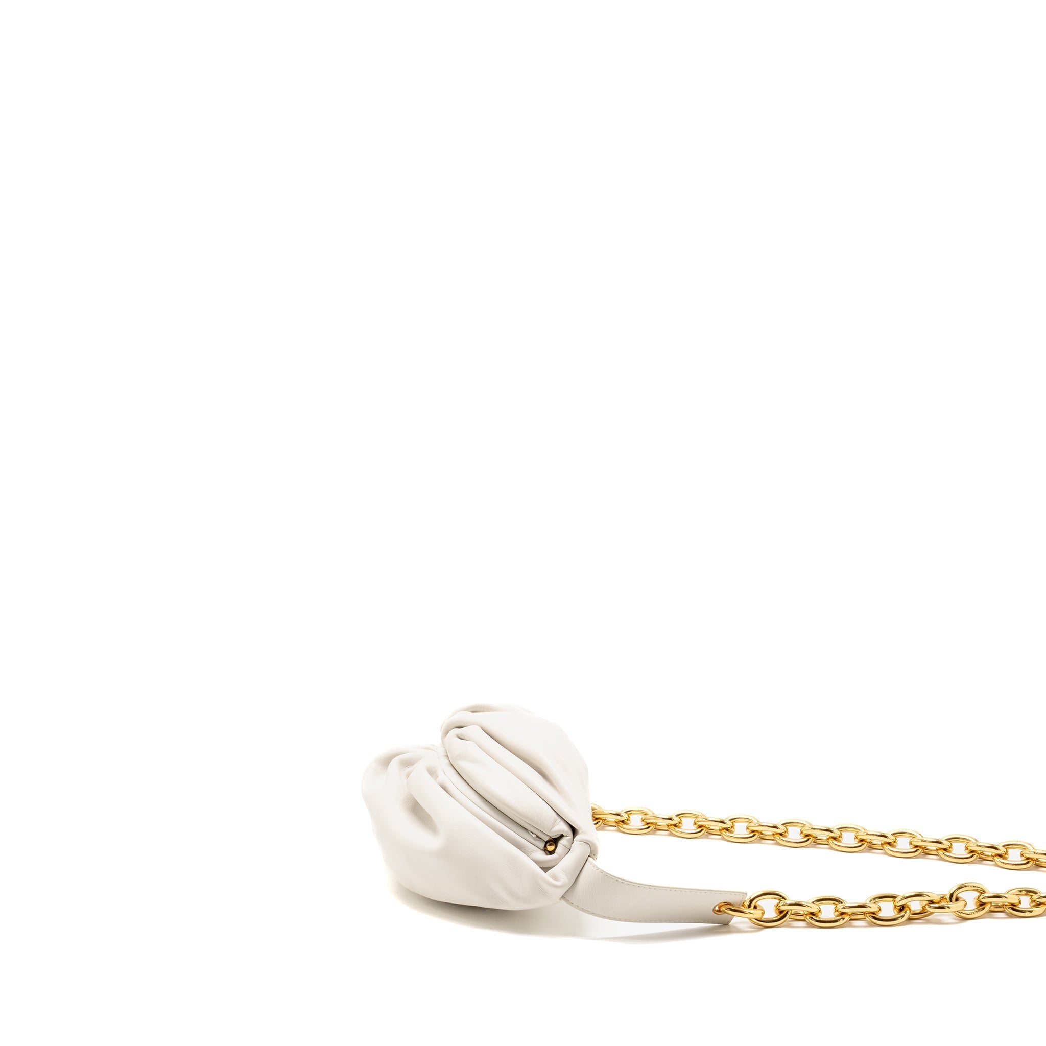 BOTTEGA VENETA THE BELT CHAIN POUCH BAG CALFSKIN WHITE GHW