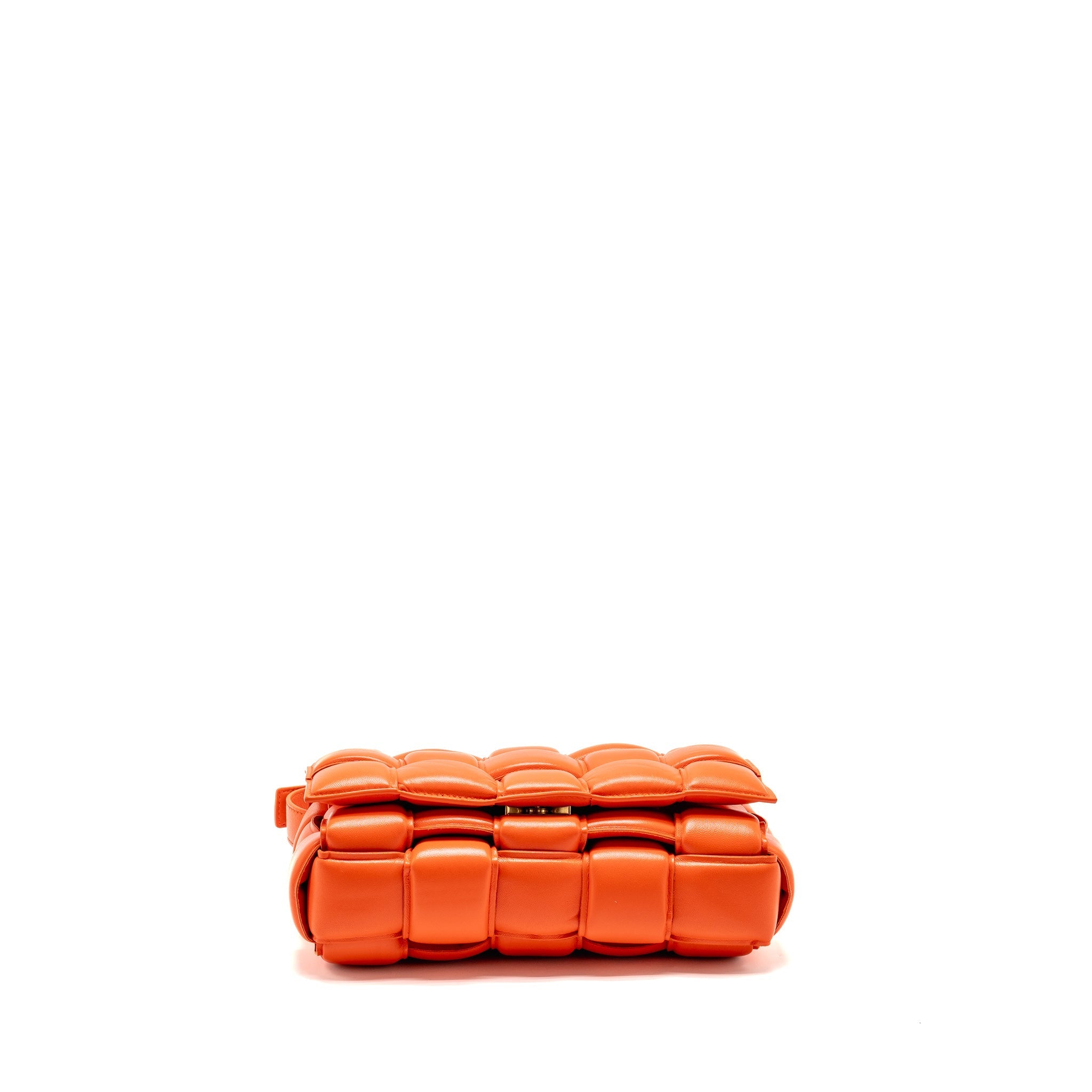 BOTTEGA VENETA PADDED CASSETTE BAG LAMBSKIN ORANGE GHW