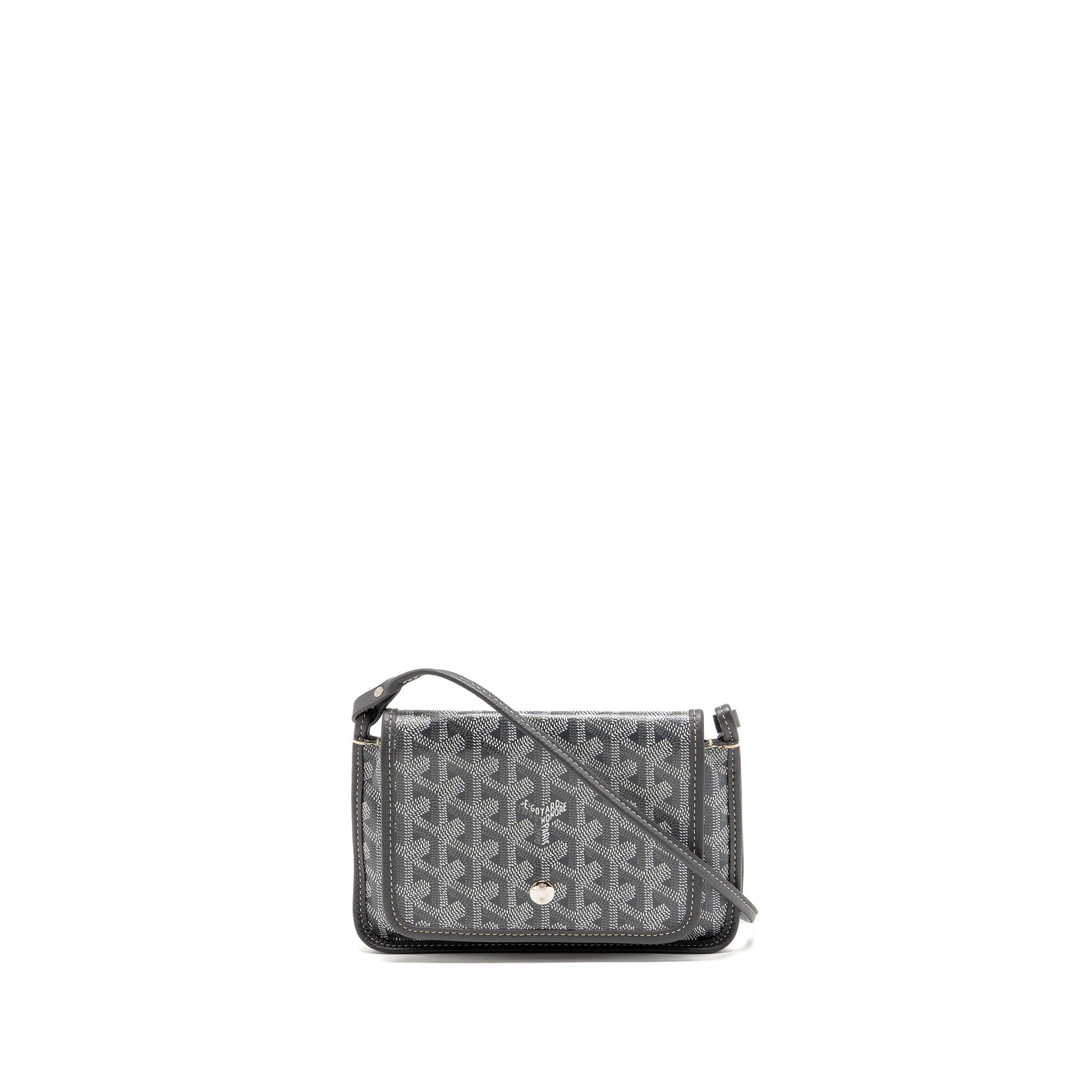 GOYARD PLUMET POCKET WALLET GOYARDINE CANVAS/CALFSKIN GREY SHW