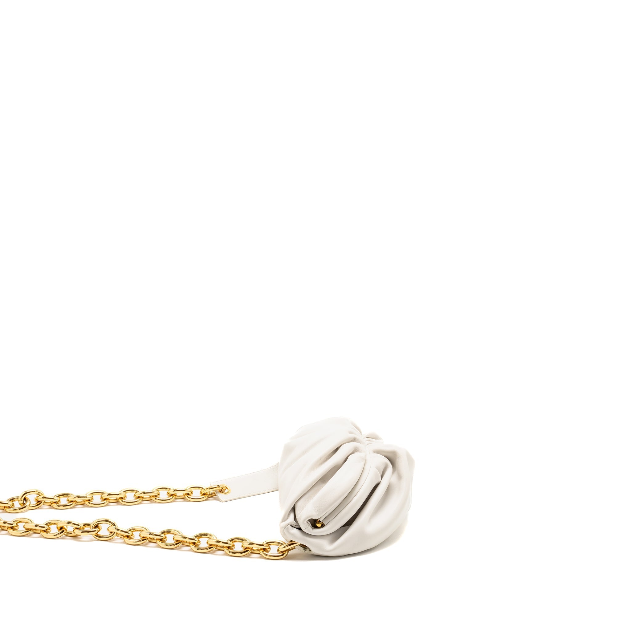 BOTTEGA VENETA THE BELT CHAIN POUCH BAG CALFSKIN WHITE GHW