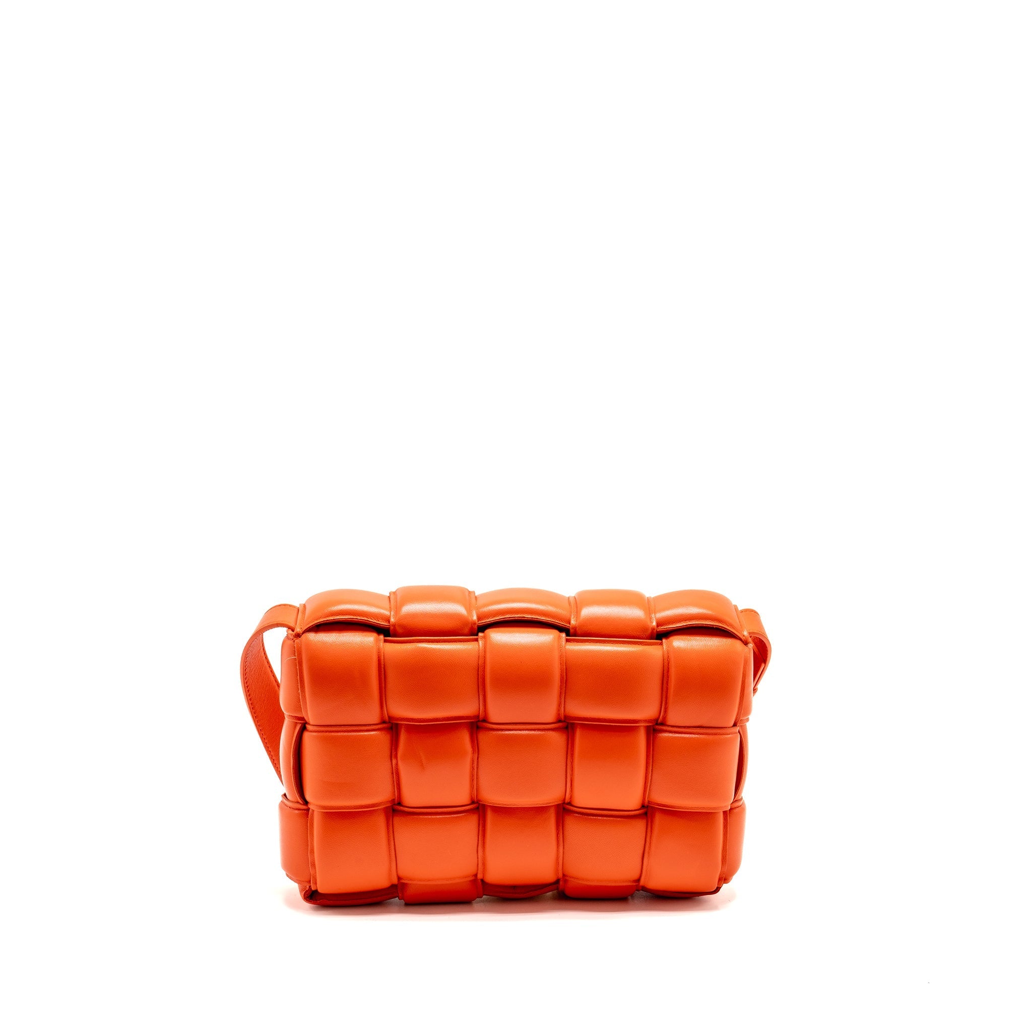 BOTTEGA VENETA PADDED CASSETTE BAG LAMBSKIN ORANGE GHW