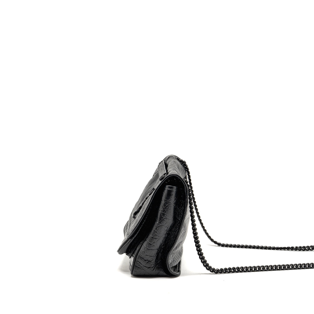 SAINT LAURENT/YSL MEDIUM NIKI BAG CROCODILE-EMBOSSED BLACK CALFSKIN BLACK HARDWARE