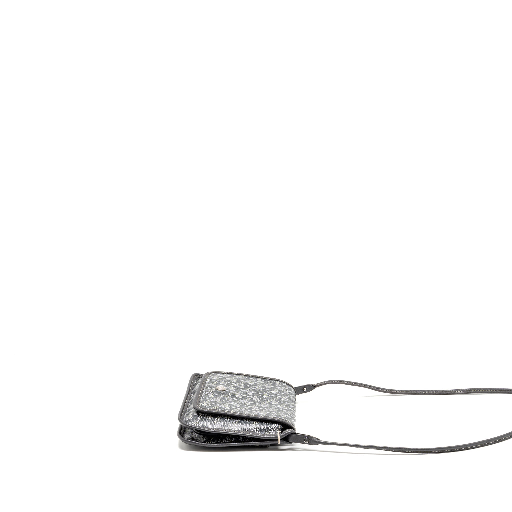 GOYARD PLUMET POCKET WALLET GOYARDINE CANVAS/CALFSKIN GREY SHW