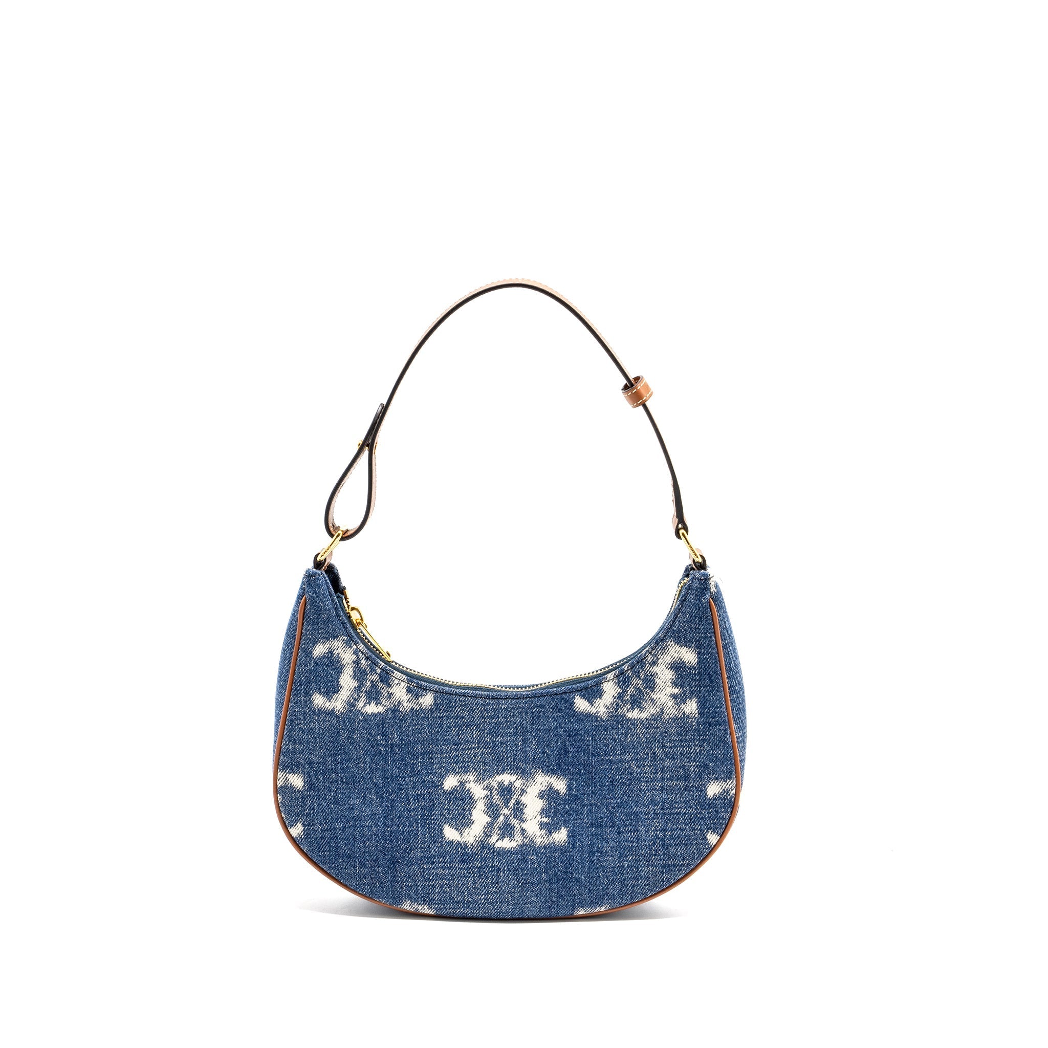 CELINE MEDIUM AVA BAG WITH TRIOMPHE DENIM NAVY/TAN GHW
