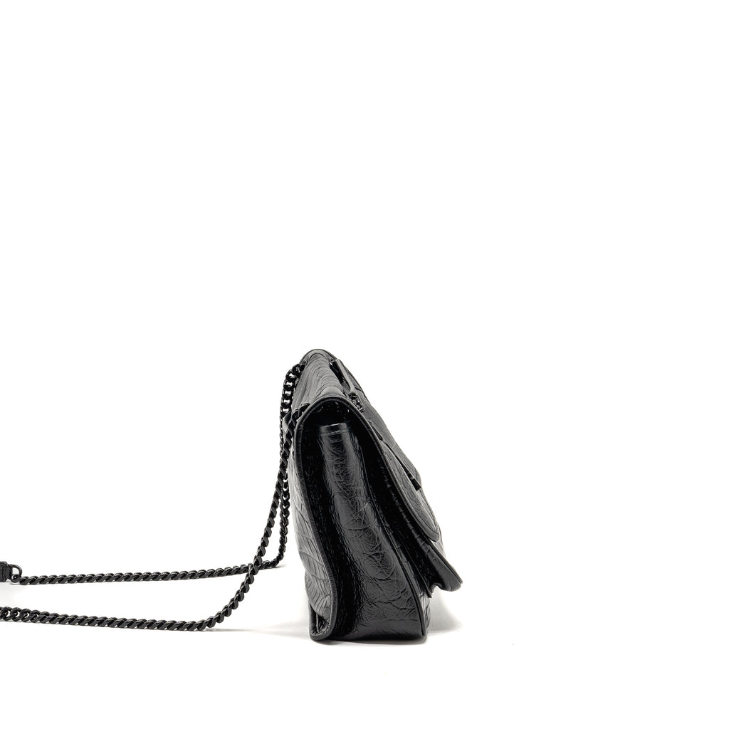 SAINT LAURENT/YSL MEDIUM NIKI BAG CROCODILE-EMBOSSED BLACK CALFSKIN BLACK HARDWARE