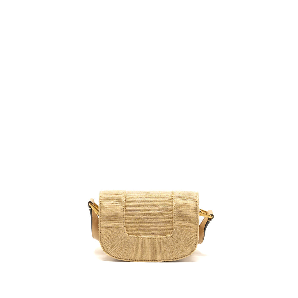 VALENTINO SMALL SUPERVEE CROSSBODY BAG LEATHER/RAFFIA BEIGE GHW