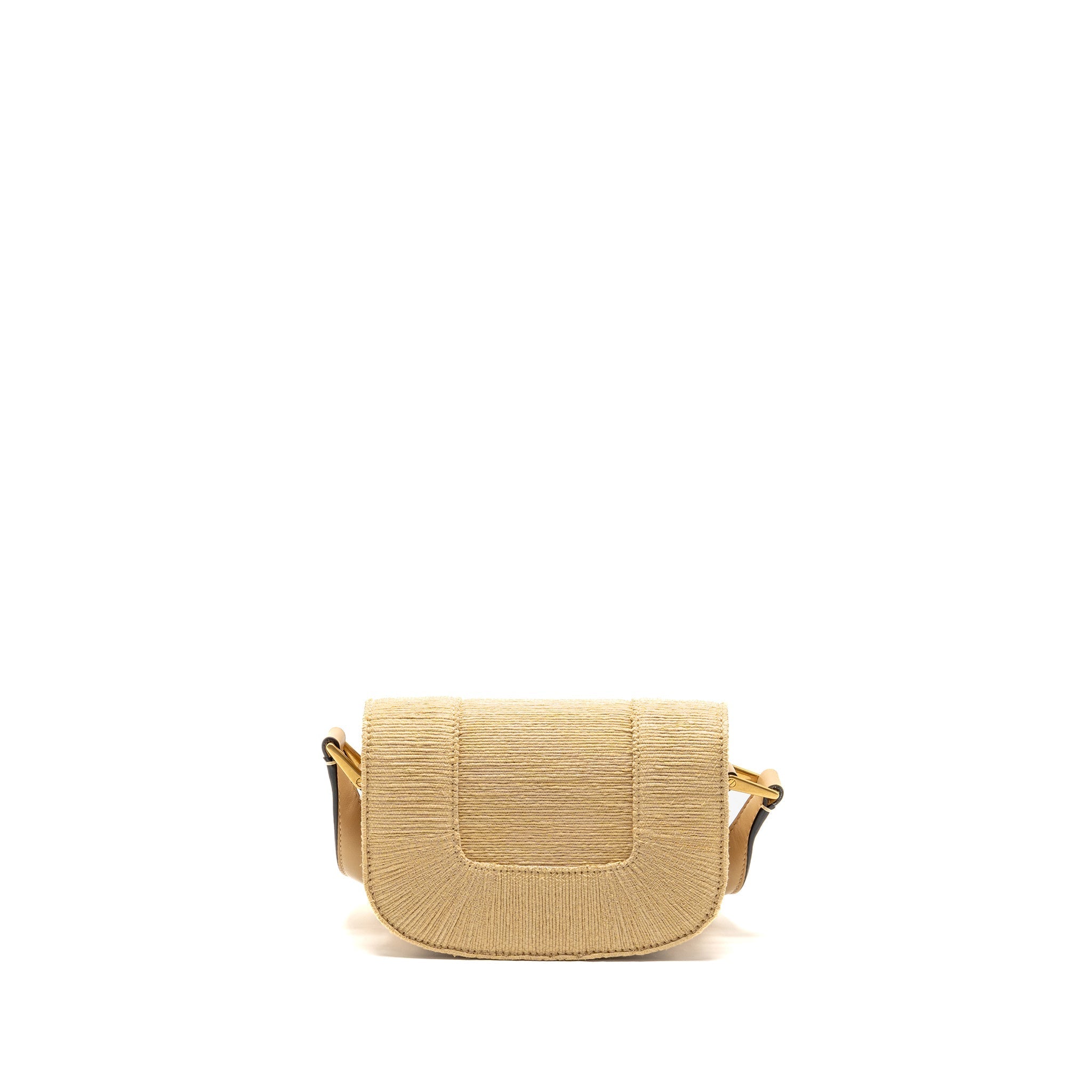 VALENTINO SMALL SUPERVEE CROSSBODY BAG LEATHER/RAFFIA BEIGE GHW