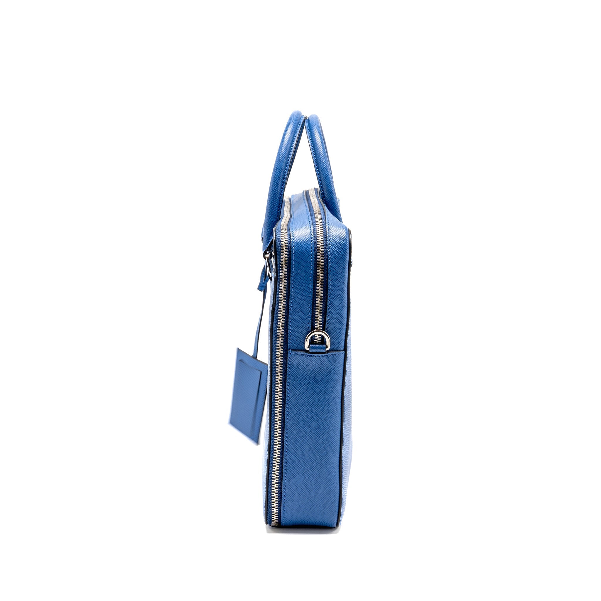PRADA SAFFIANO BRIEFCASE AZZURRO SHW