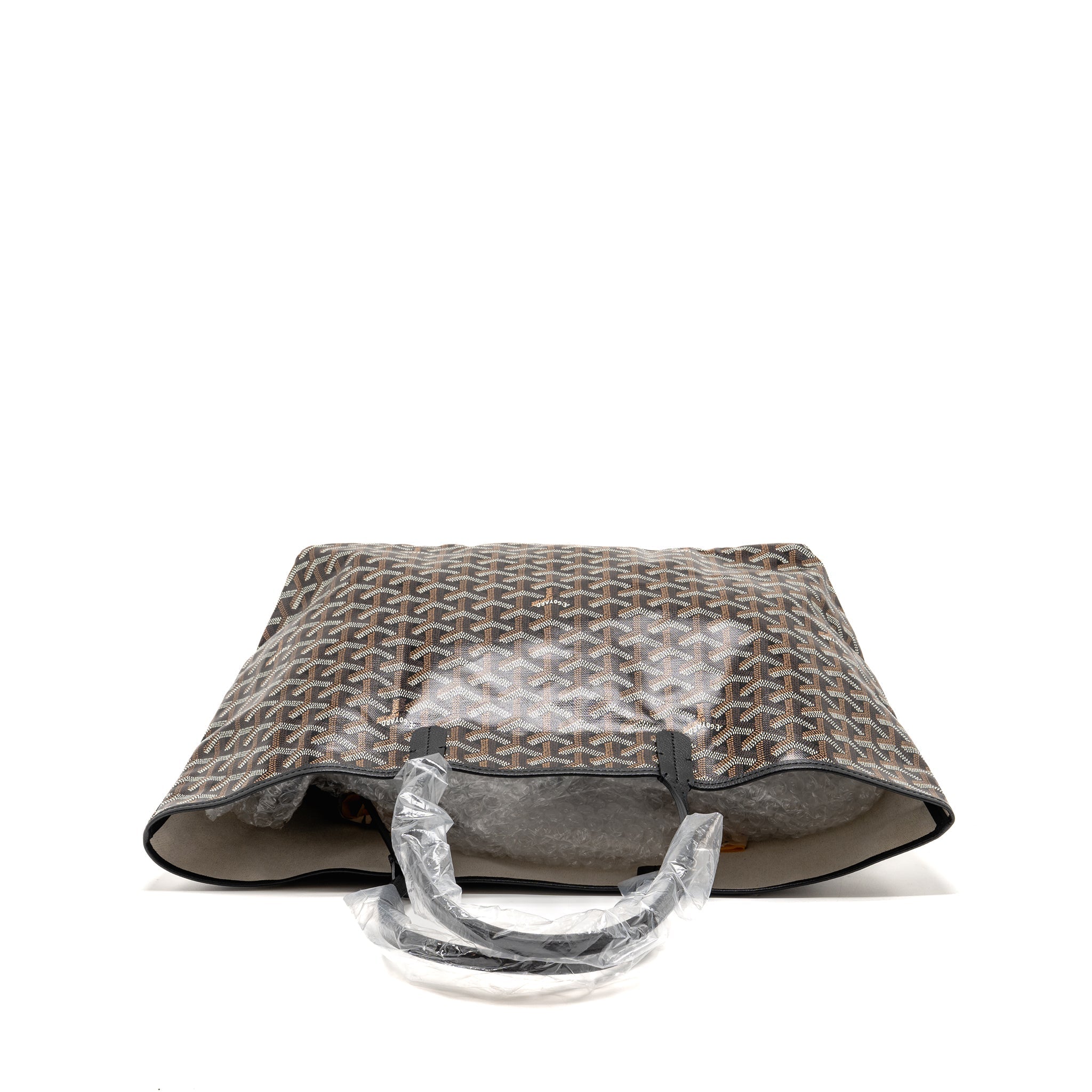 GOYARD SAINT LOUIS PM BAG GOYARDINE CANVAS/CALFSKIN BLACK SHW