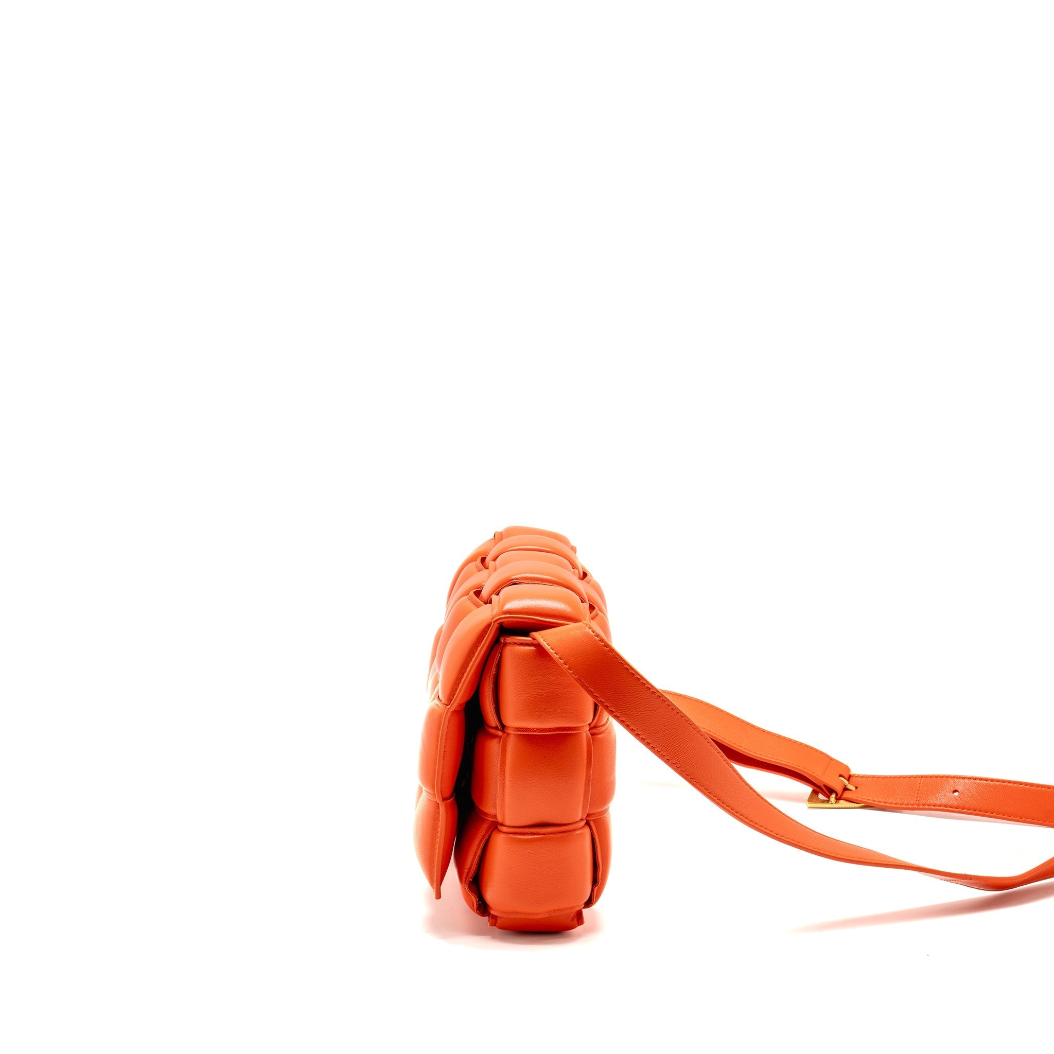 BOTTEGA VENETA PADDED CASSETTE BAG LAMBSKIN ORANGE GHW
