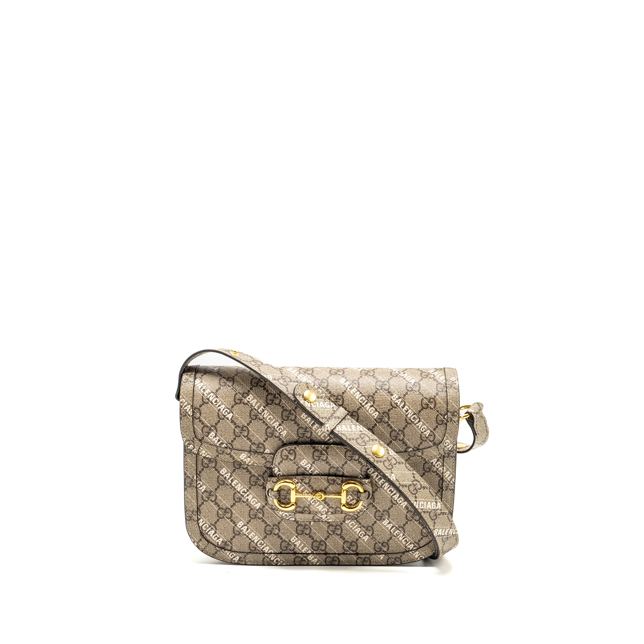 GUCCI X BALENCIAGA HORSEBIT 1955 BAG GG SUPREME/BALENCIAGA PRINT CANVAS GHW