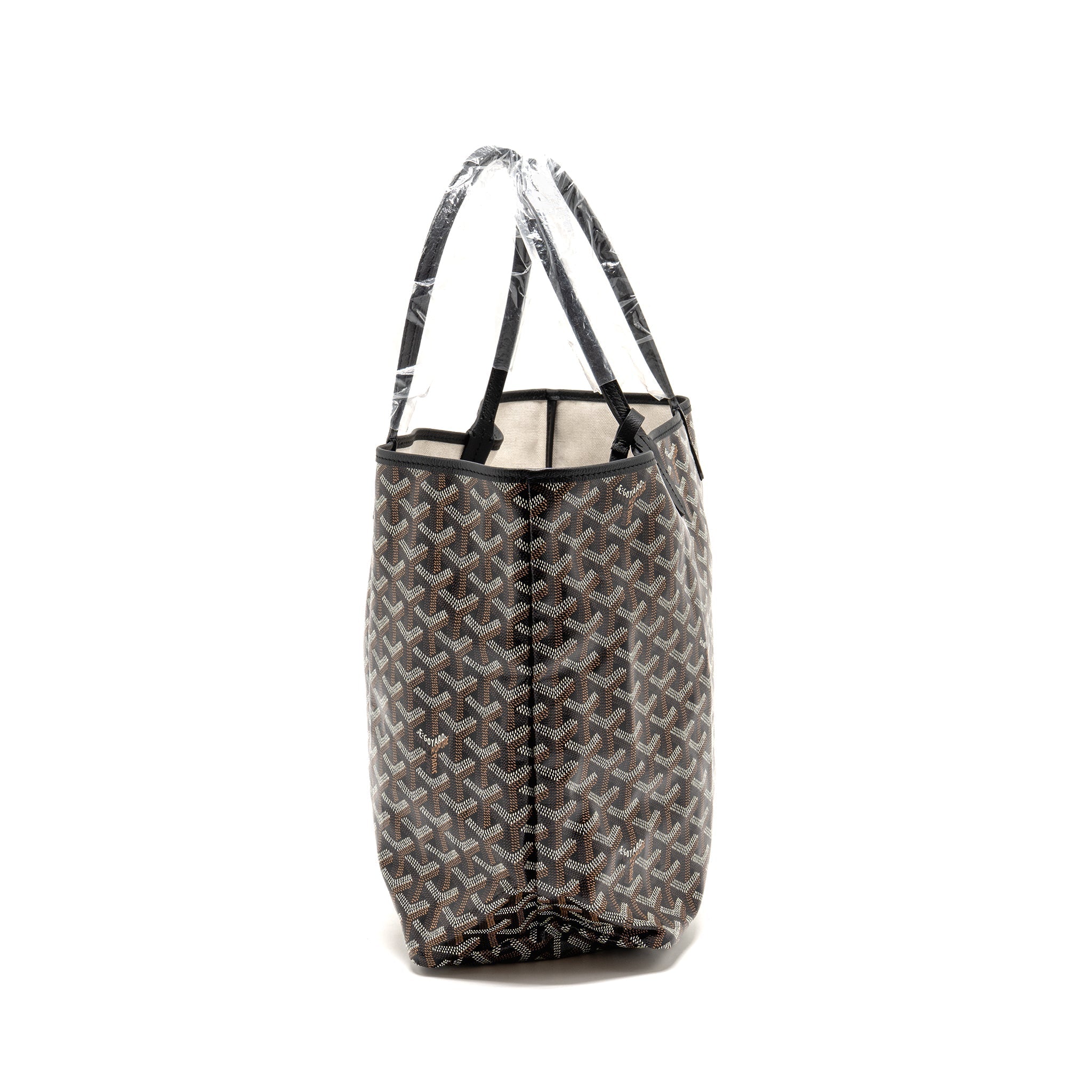 GOYARD SAINT LOUIS PM BAG GOYARDINE CANVAS/CALFSKIN BLACK SHW