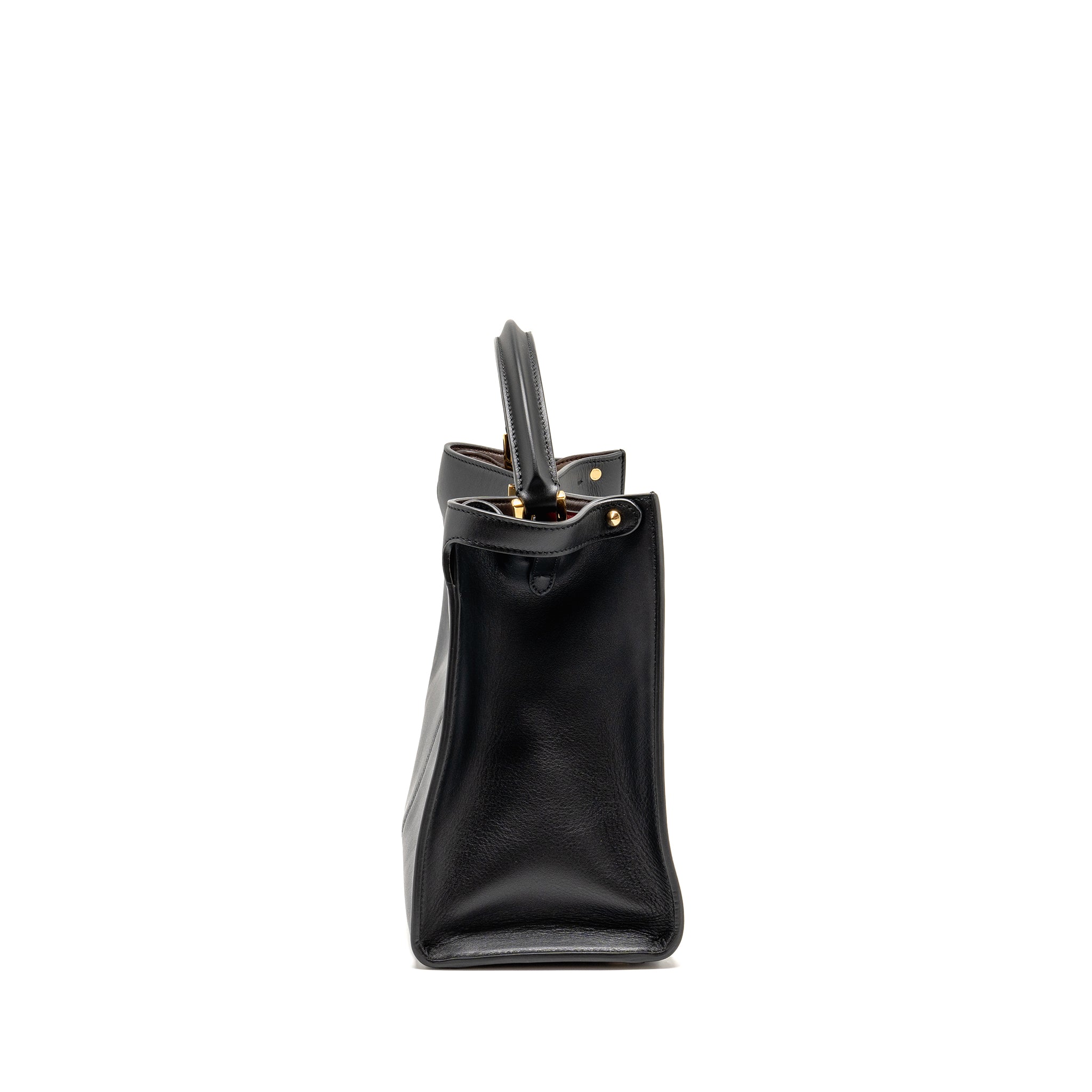 FENDI PEEKABOO X-LITE MEDIUM CALFSKIN BLACK GHW WITH FLOWERLAND STRAP