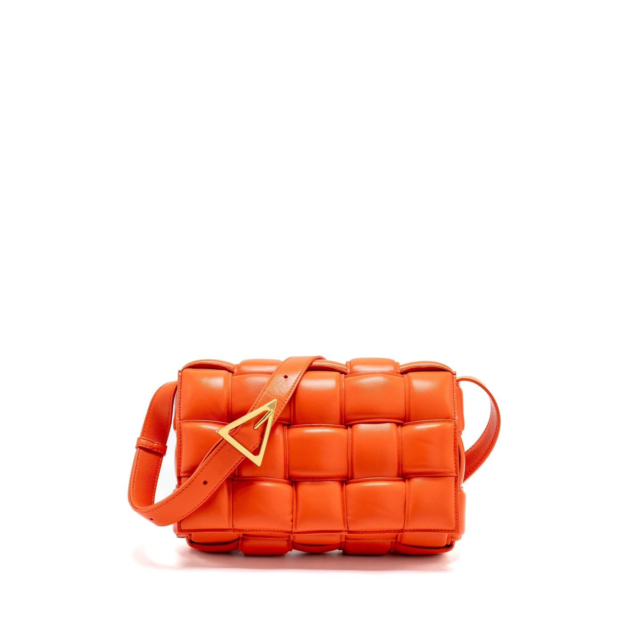 BOTTEGA VENETA PADDED CASSETTE BAG LAMBSKIN ORANGE GHW