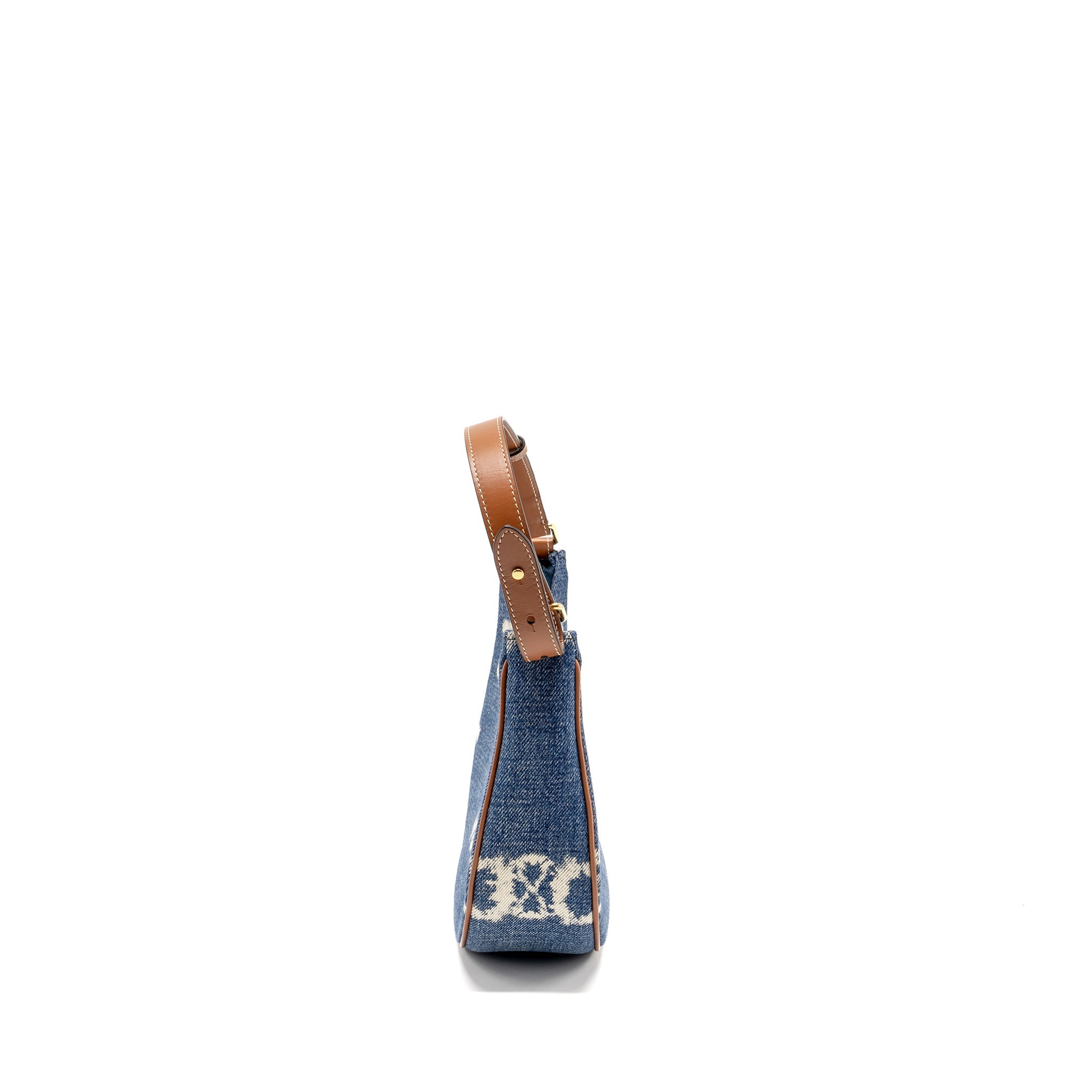 CELINE MEDIUM AVA BAG WITH TRIOMPHE DENIM NAVY/TAN GHW