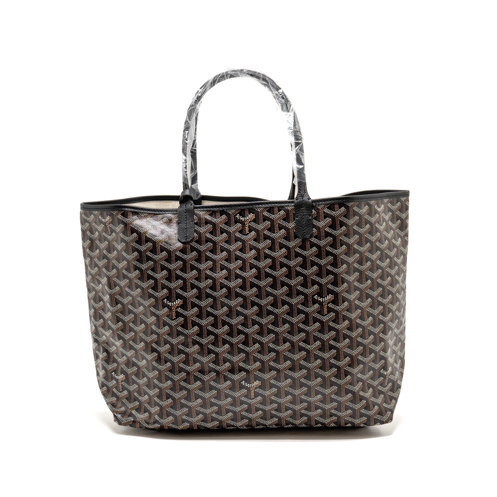 GOYARD SAINT LOUIS PM BAG GOYARDINE CANVAS/CALFSKIN BLACK SHW