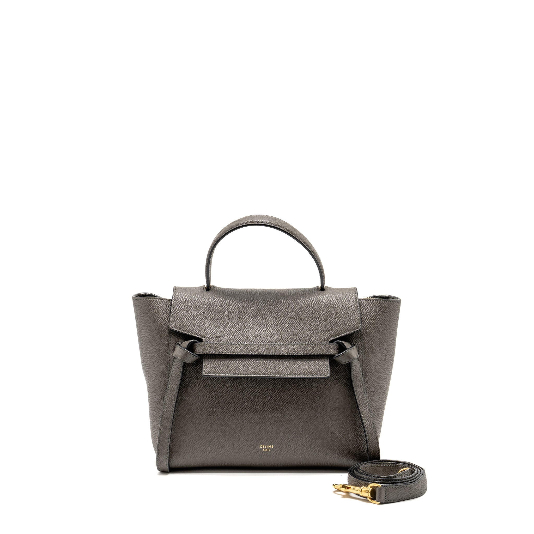 CELINE MICRO BELT BAG GRAINED CALFSKIN GREY GHW