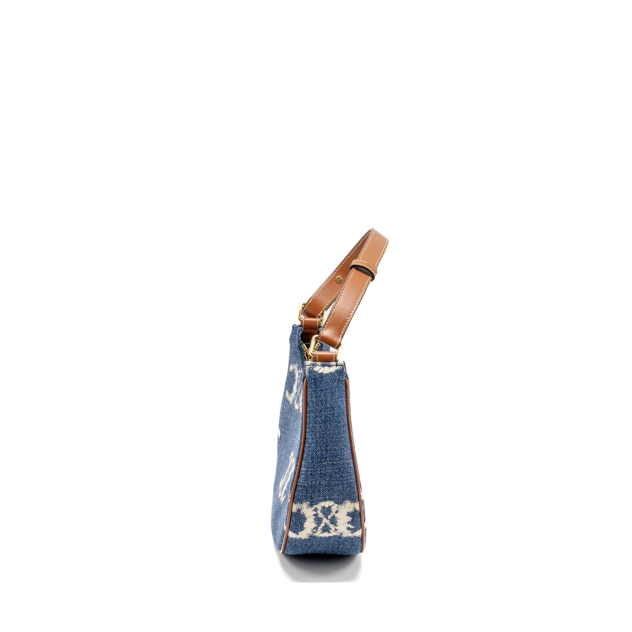 CELINE MEDIUM AVA BAG WITH TRIOMPHE DENIM NAVY/TAN GHW