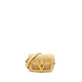 VALENTINO SMALL SUPERVEE CROSSBODY BAG LEATHER/RAFFIA BEIGE GHW