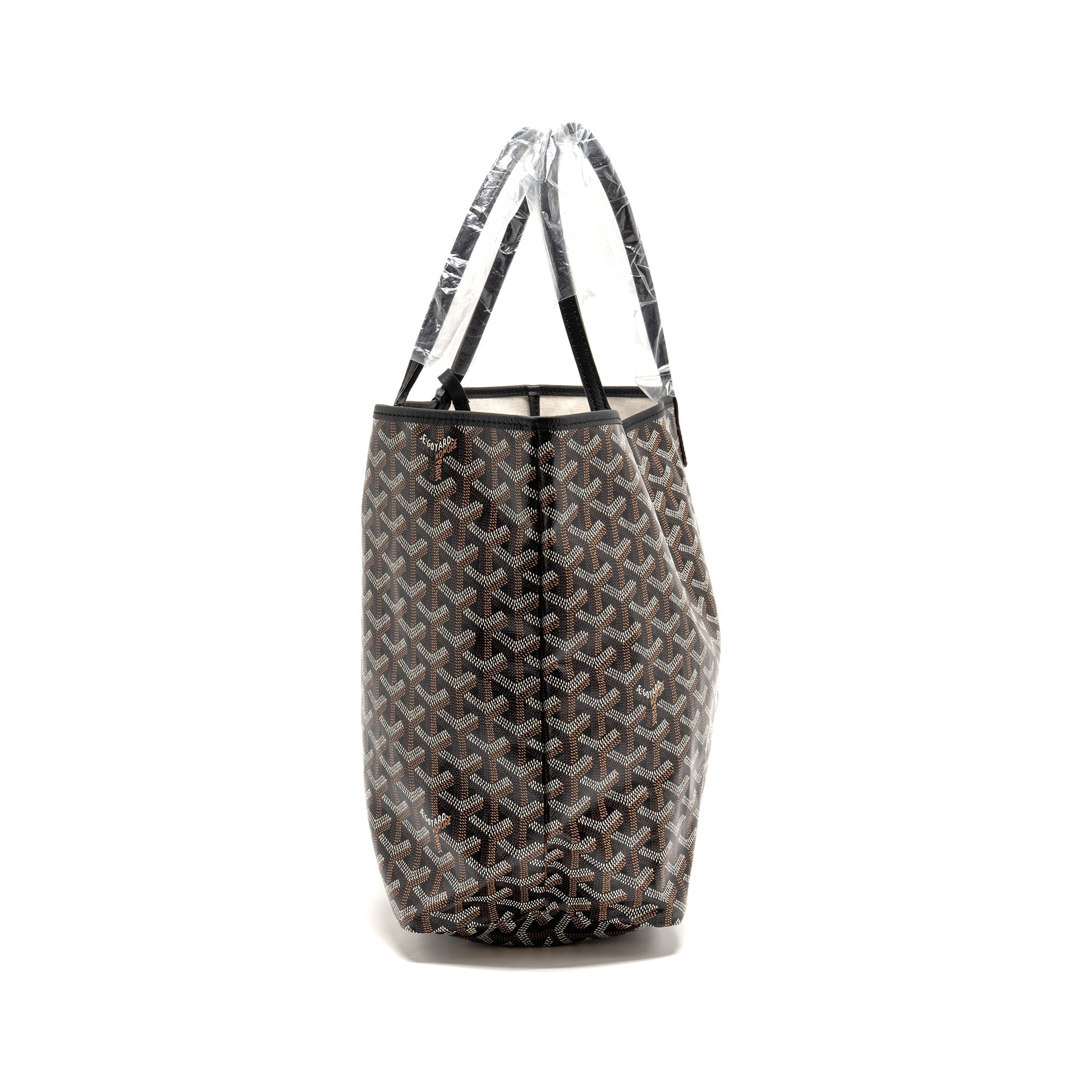 GOYARD SAINT LOUIS PM BAG GOYARDINE CANVAS/CALFSKIN BLACK SHW