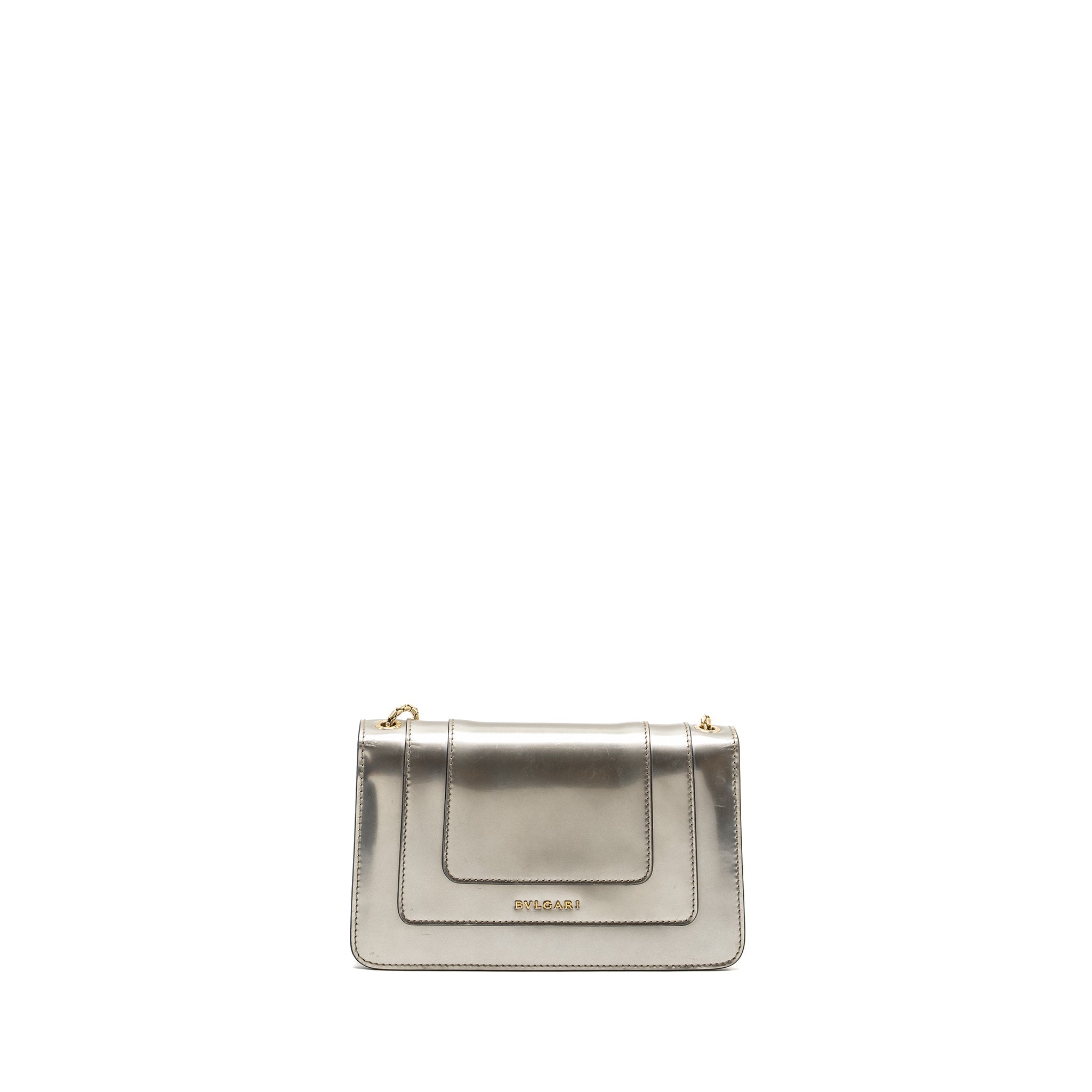 BVLGARI SERPENTI FOREVER SHOULDER BAG LEATHER SILVER LGHW