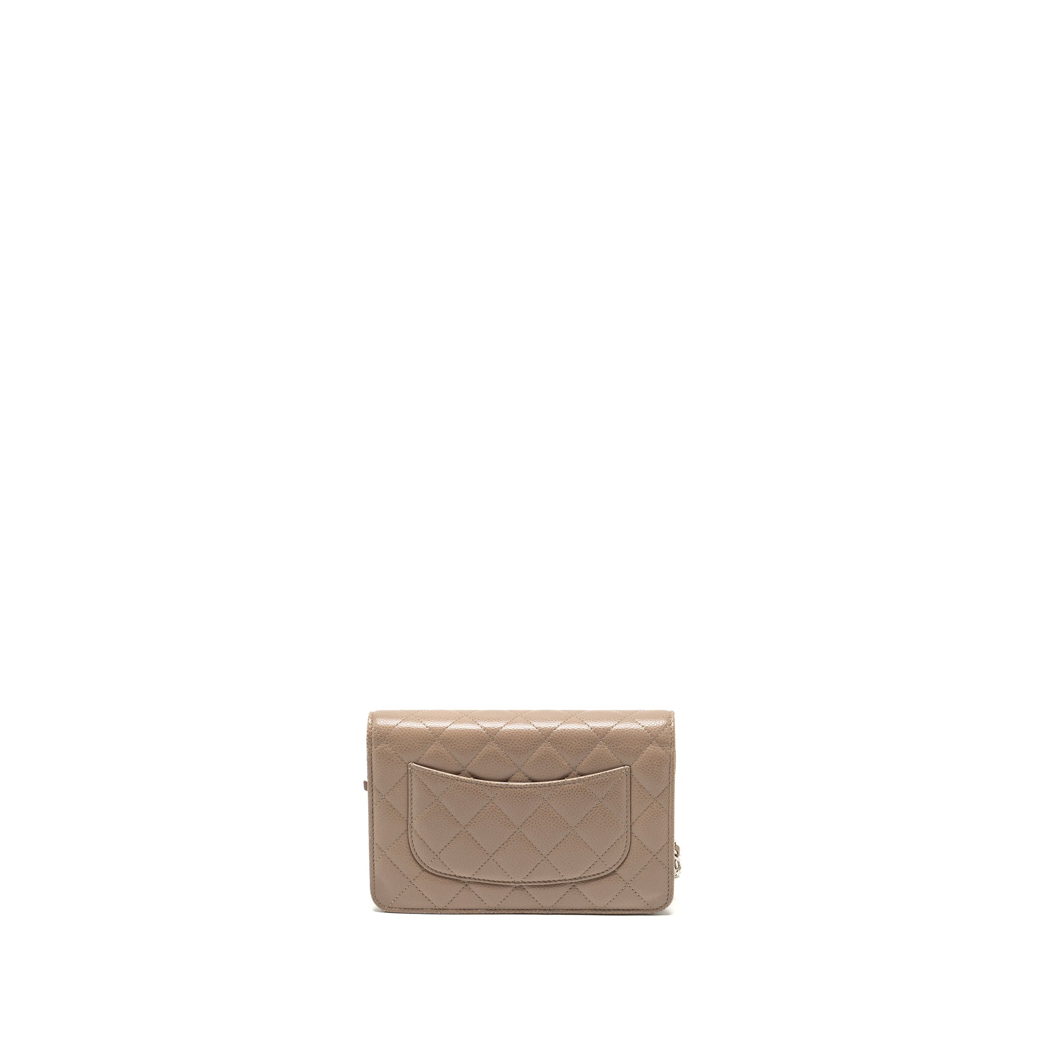 CHANEL CLASSIC WALLET ON CHAIN CAVIAR DARK BEIGE SHW