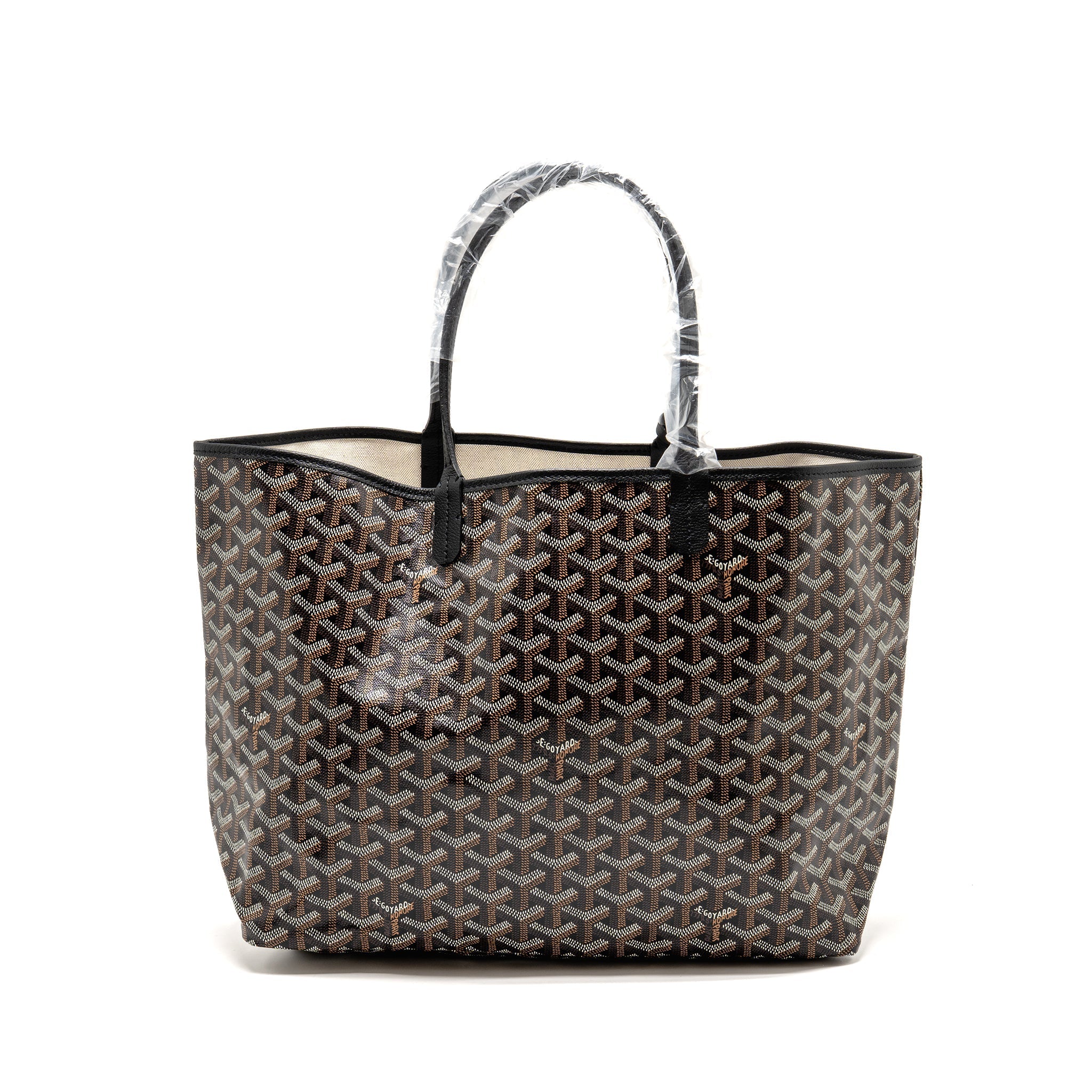 GOYARD SAINT LOUIS PM BAG GOYARDINE CANVAS/CALFSKIN BLACK SHW