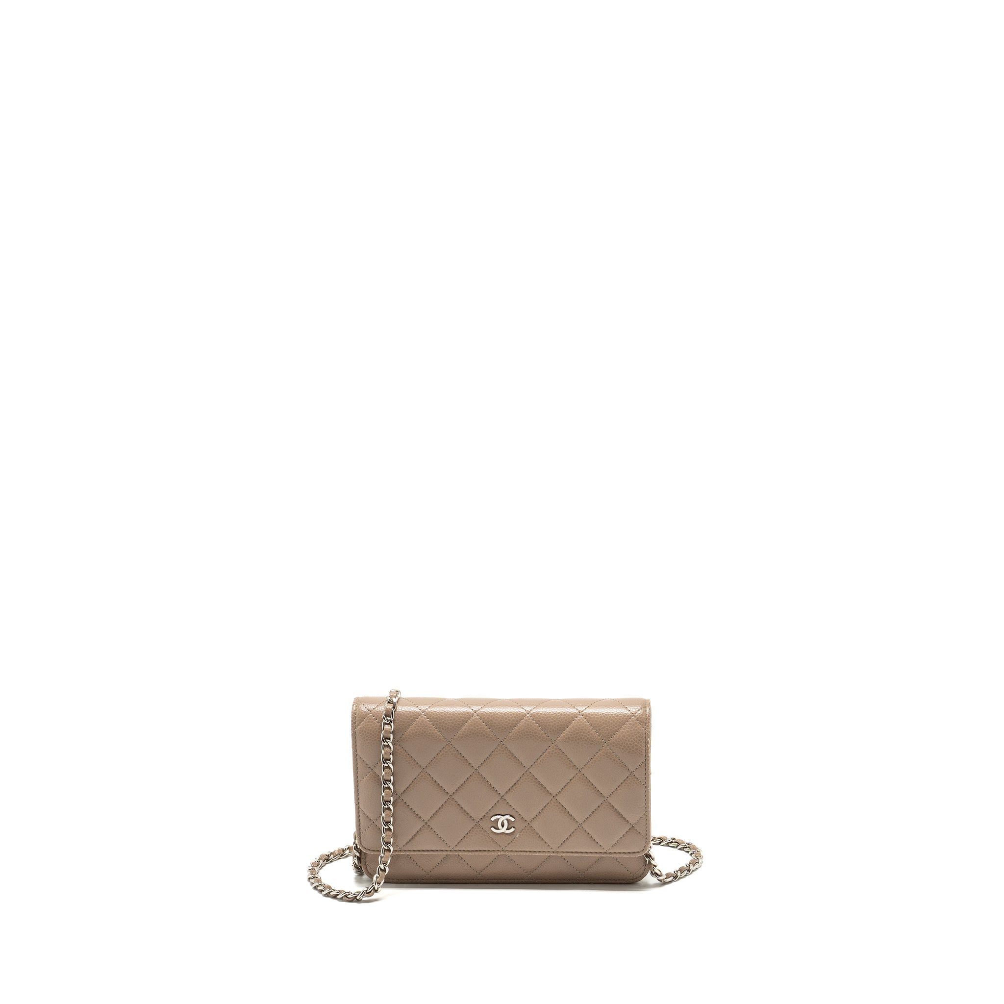 CHANEL CLASSIC WALLET ON CHAIN CAVIAR DARK BEIGE SHW