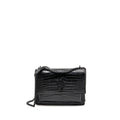 SAINT LAURENT/YSL SUNSET MEDIUM CROCODILE-EMBOSSED CALFSKIN SO BLACK