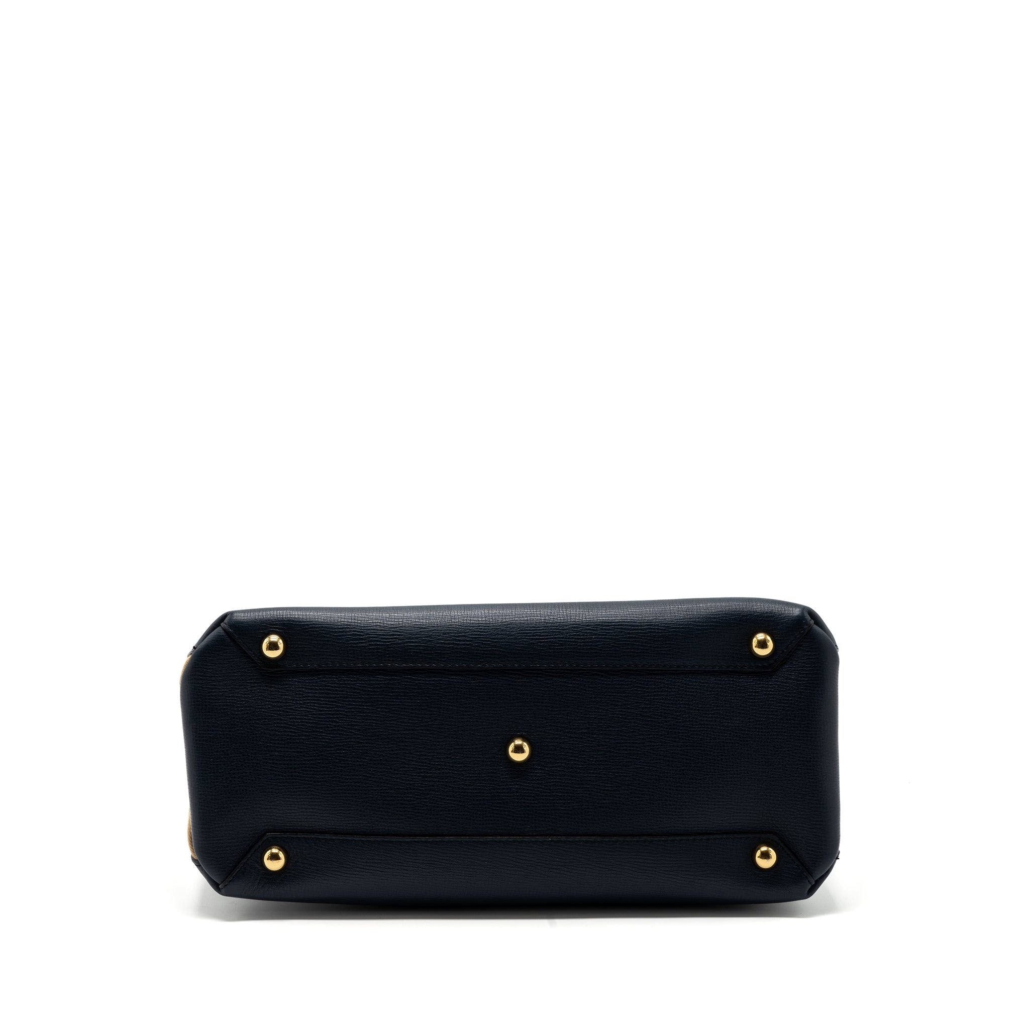 BURBERRY THE LARGE BANNER BAG CALFSKIN DARK BLUE/MULTICOLOUR GHW