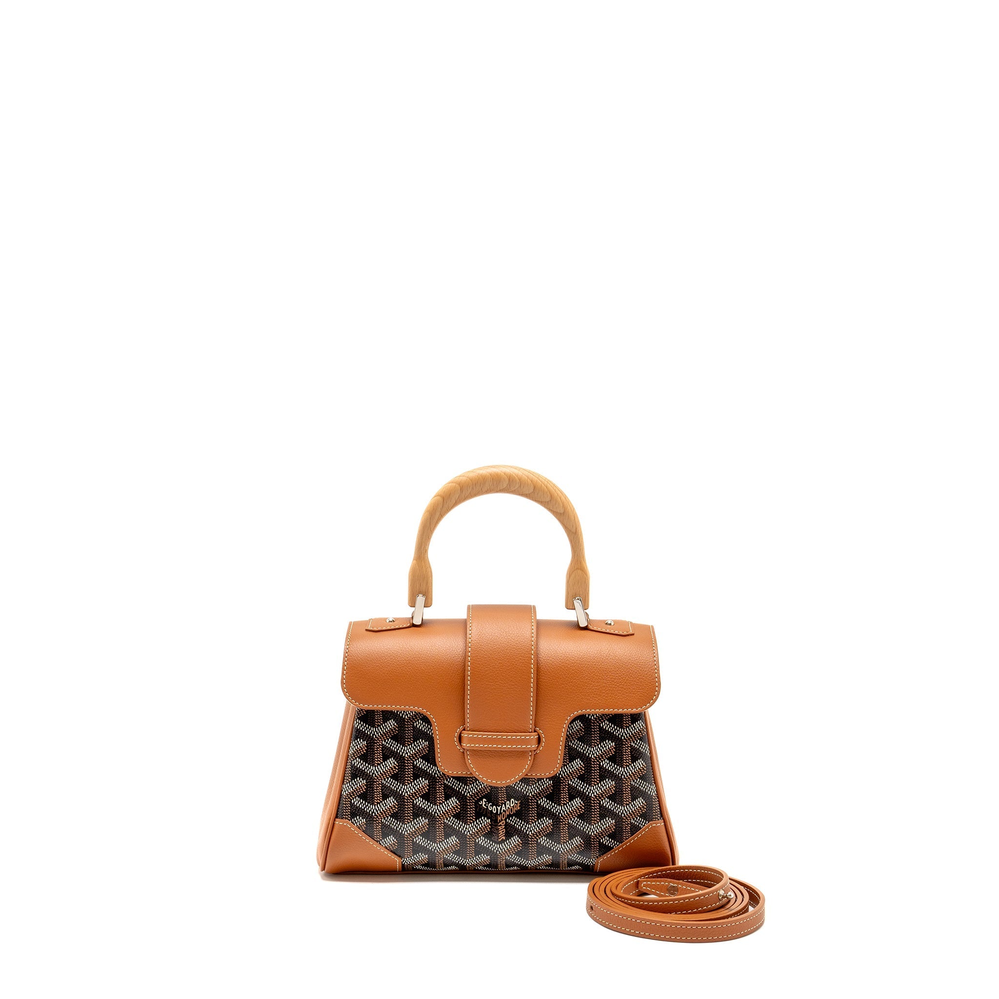 GOYARD MINI SAIGON GOYARDINE CANVAS/CALFSKIN BLACK/TAN SHW
