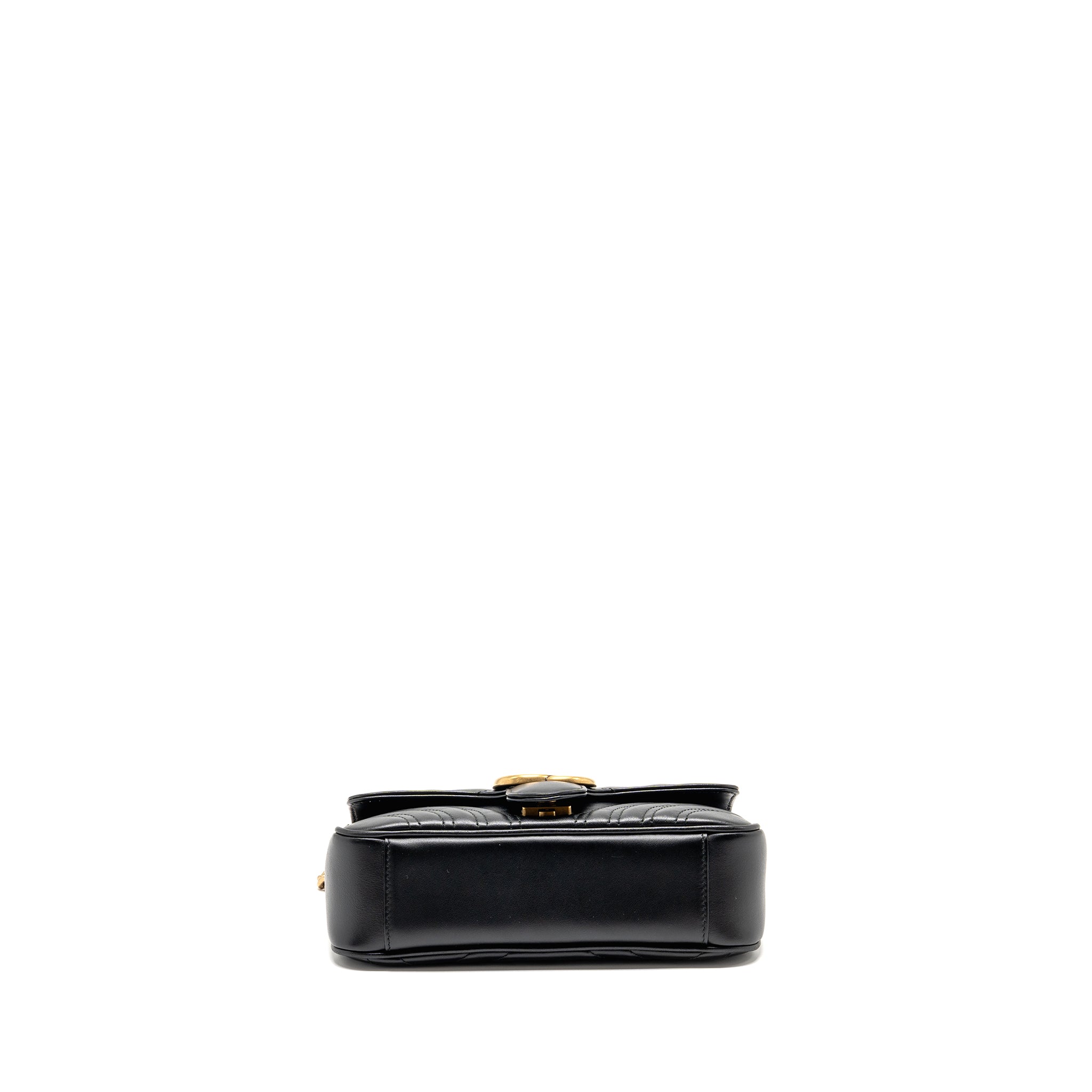 GUCCI SMALL GG MARMONT SHOULDER BAG CALFSKIN BLACK GHW