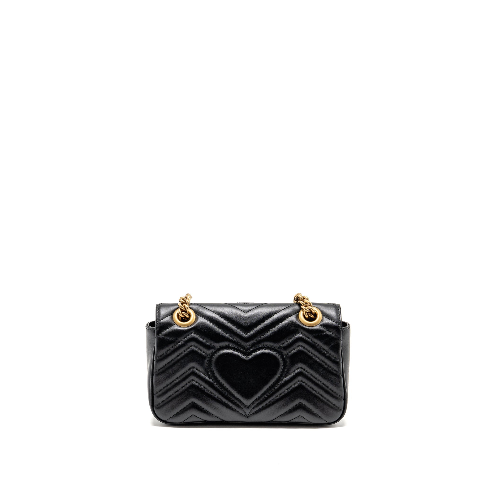 GUCCI SMALL GG MARMONT SHOULDER BAG CALFSKIN BLACK GHW