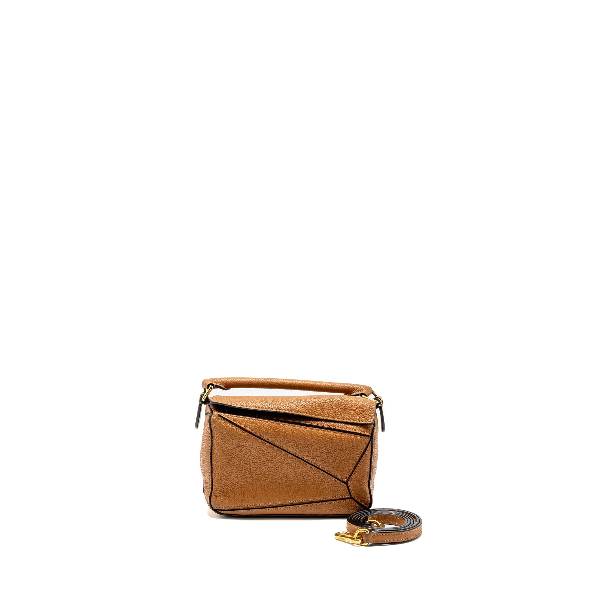 LOEWE MINI PUZZLE BAG CALFSKIN TAN GHW