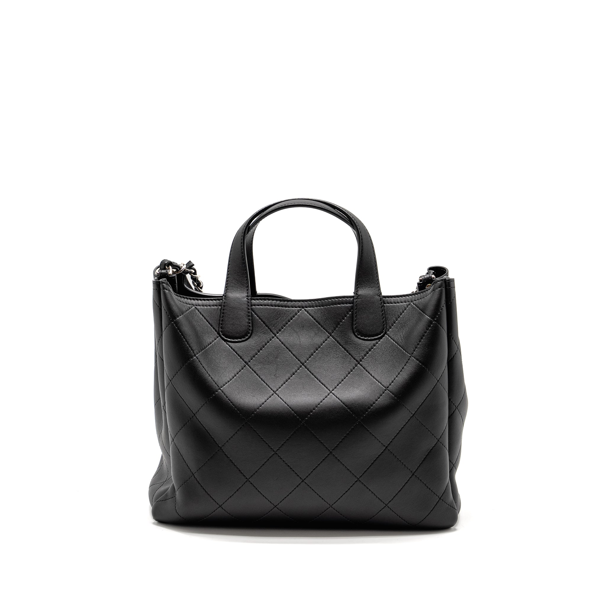 CHANEL HAMPTON TOTE BAG LAMBSKIN BLACK SHW