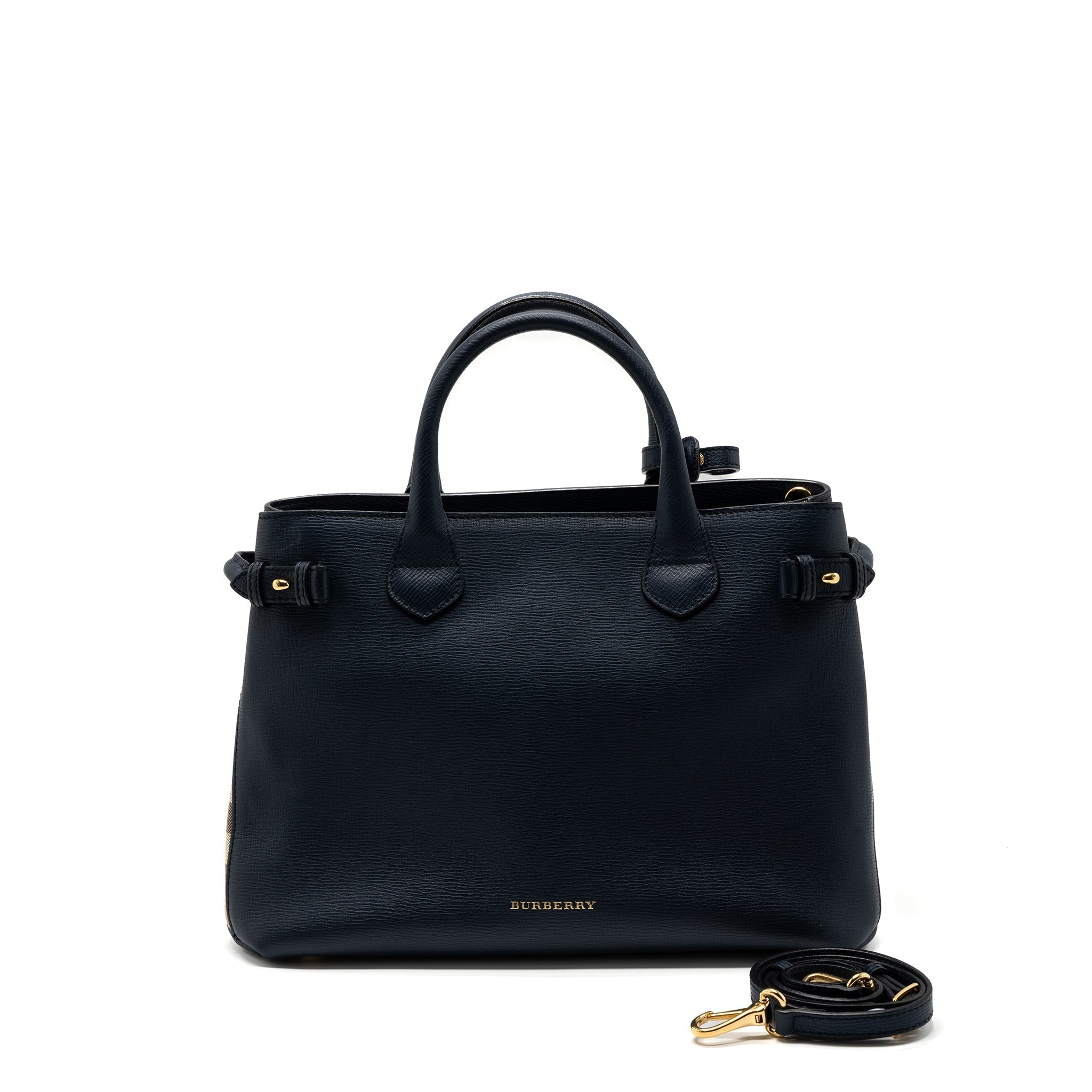 BURBERRY THE LARGE BANNER BAG CALFSKIN DARK BLUE/MULTICOLOUR GHW